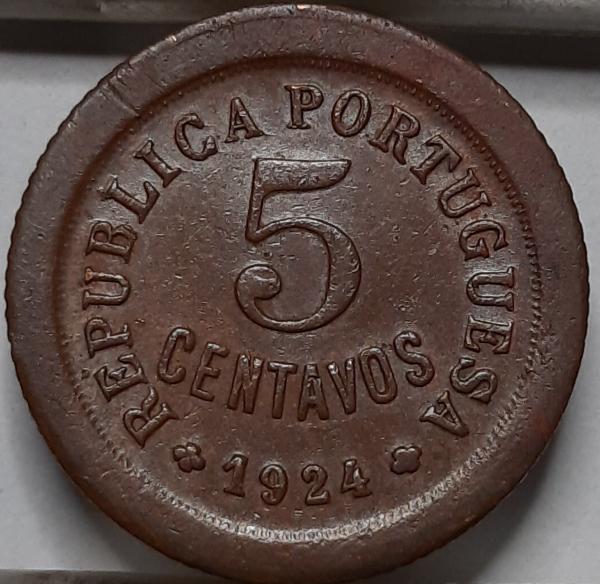 Portugalija 5 Sentavai 1924 KM#572 Bronza (5170) 