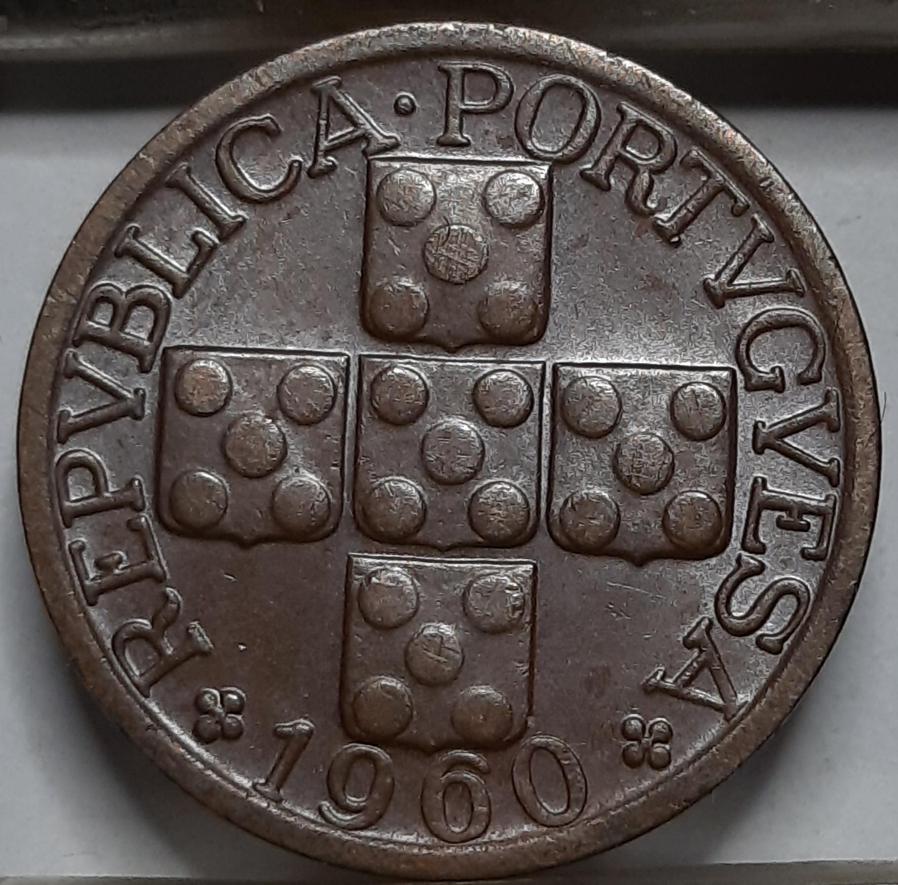 Portugalija 20 Sentavų 1960 KM#584 Bronza (5210) 