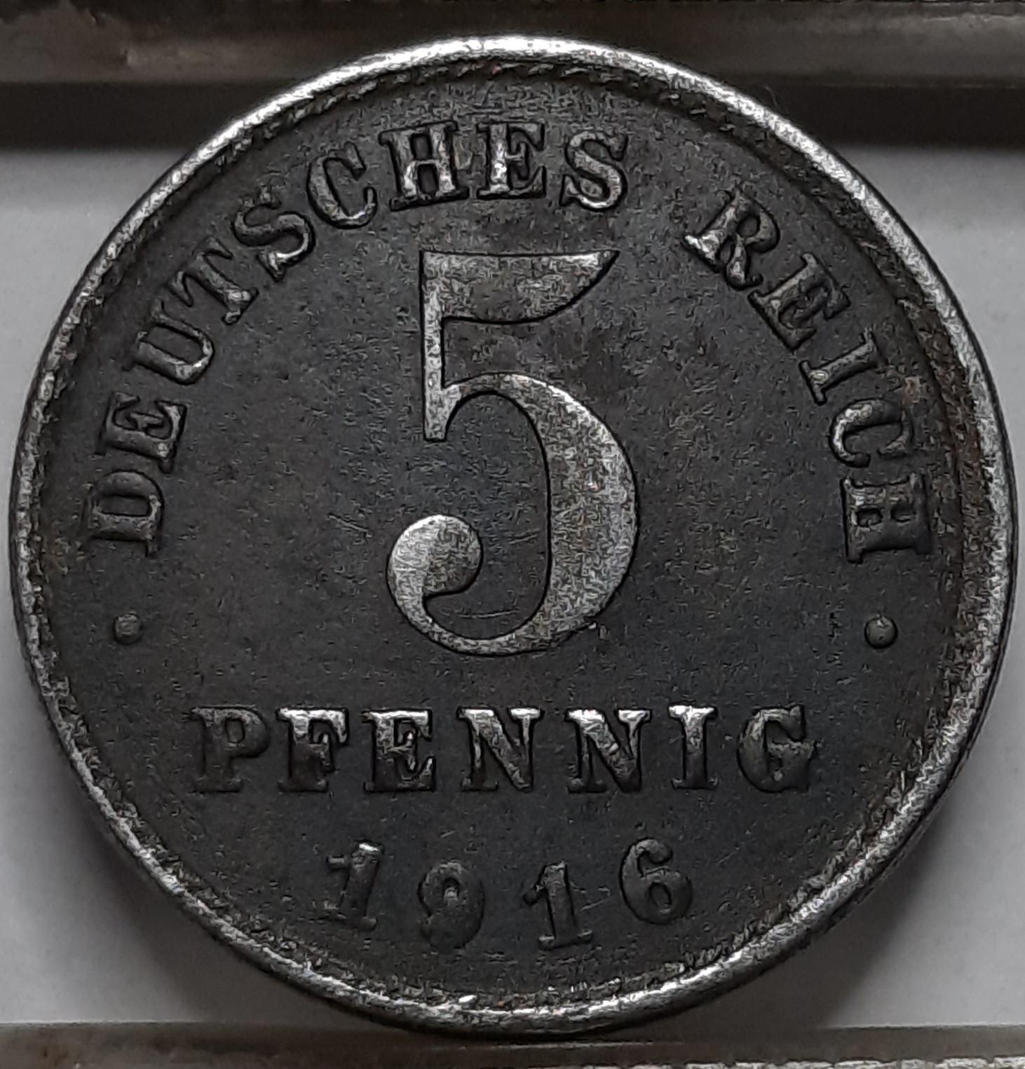 Vokietija 5 Pfenigai 1916 J KM#19 Brokas (5180) 