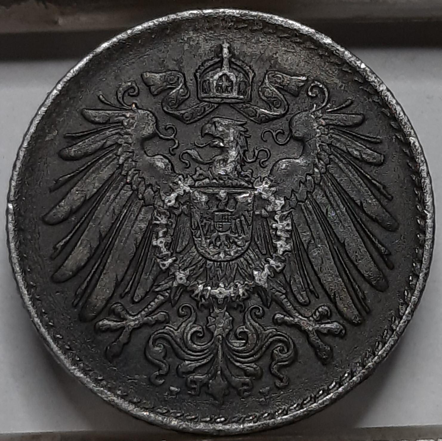 Vokietija 5 Pfenigai 1916 J KM#19 Brokas (5180) 