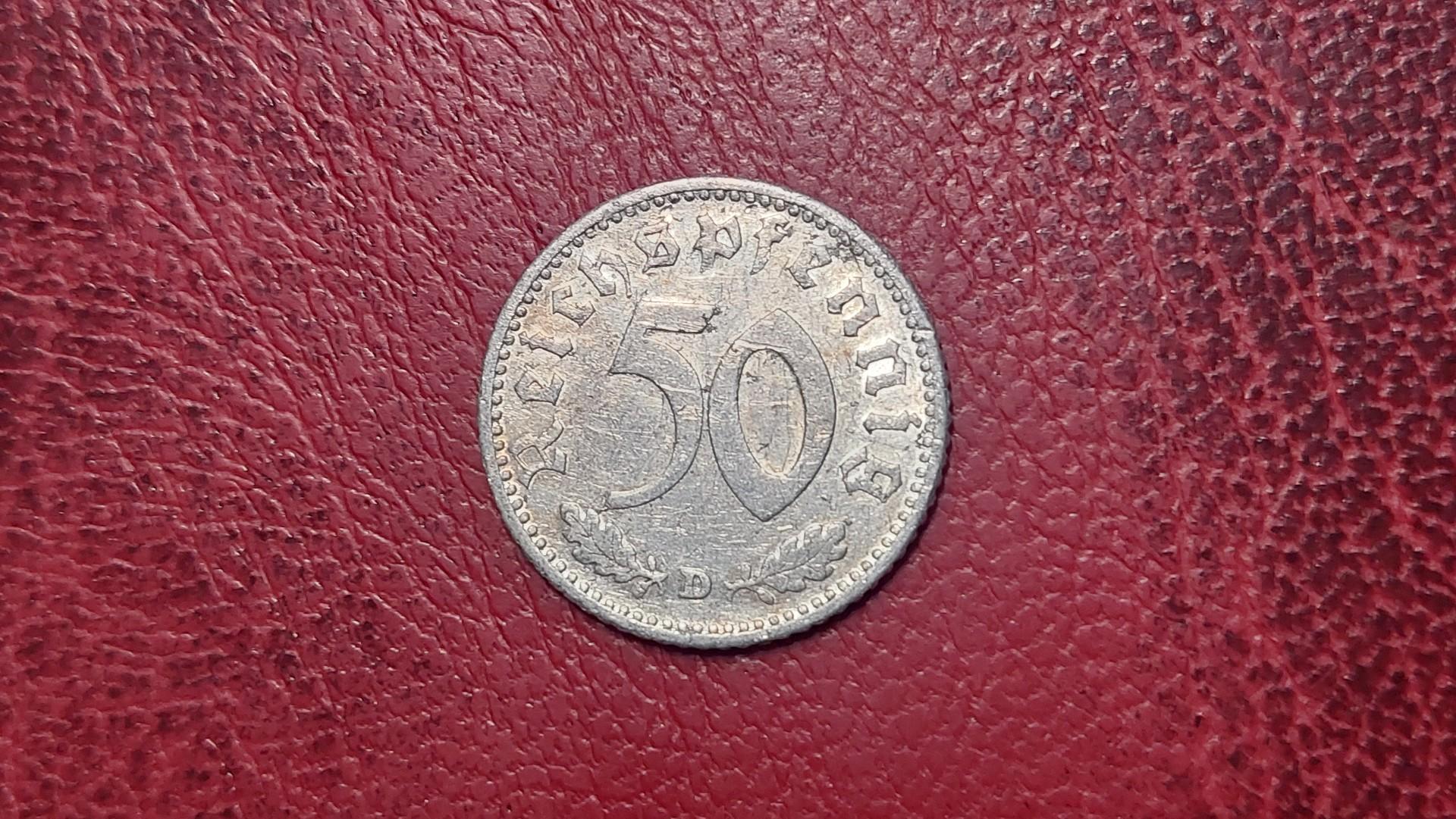 Trečiasis Reichas 50 reichspfenigų, 1935D KM# 87