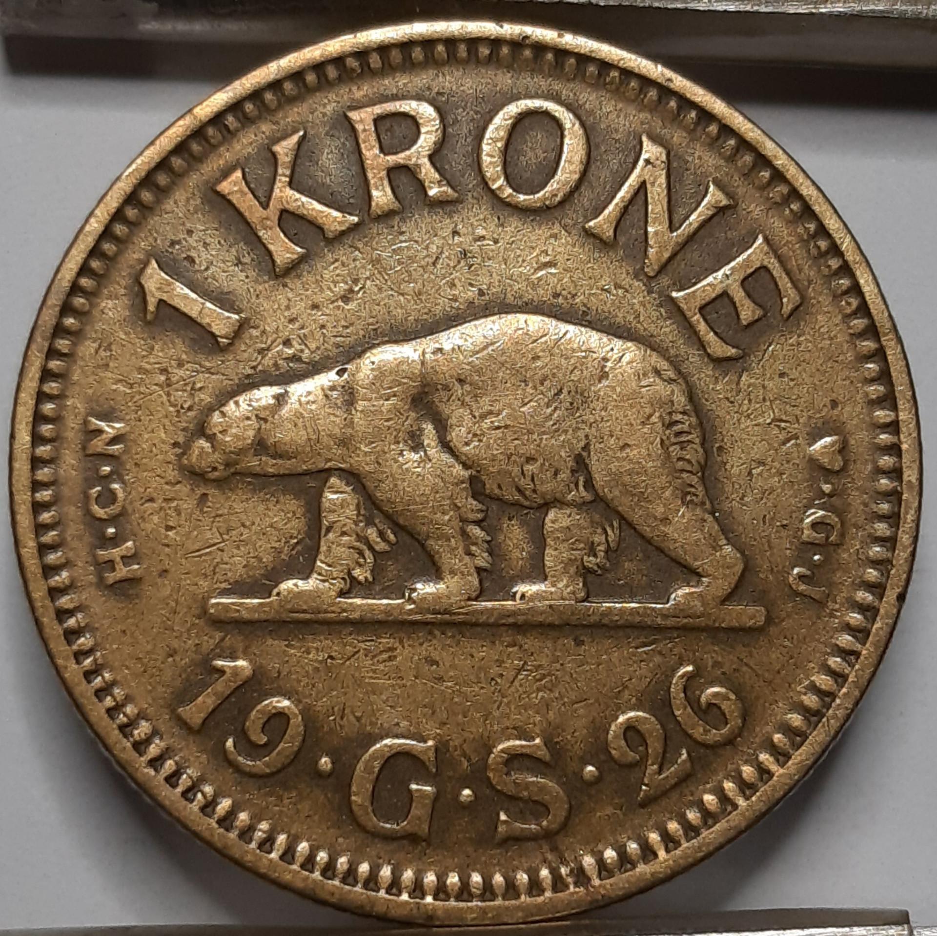 Grenlandija 1 Krona 1926 KM#8 (5247)