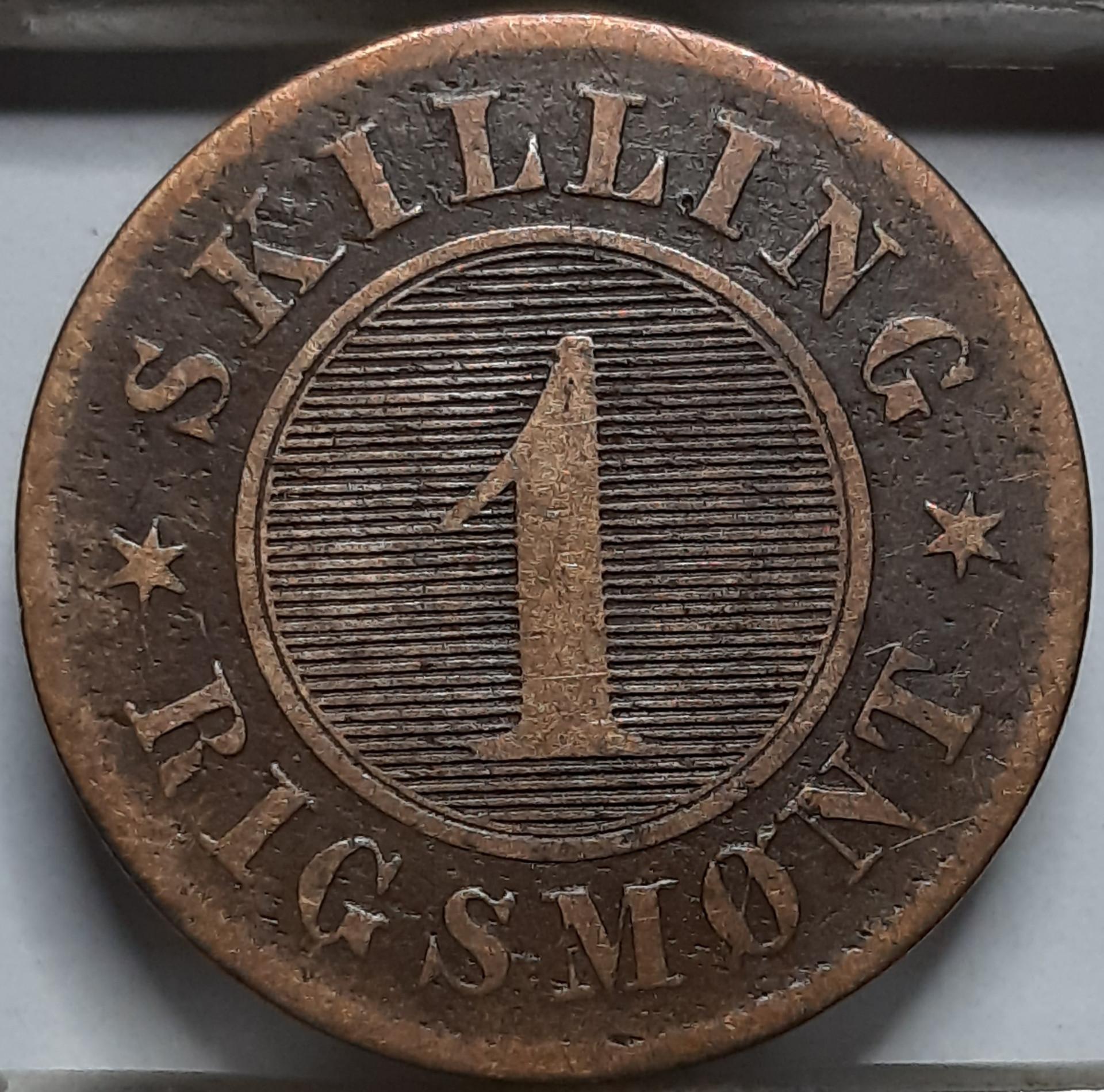 Danija 1 Skilingas Rigsmontas 1856 KM#763 (5270)