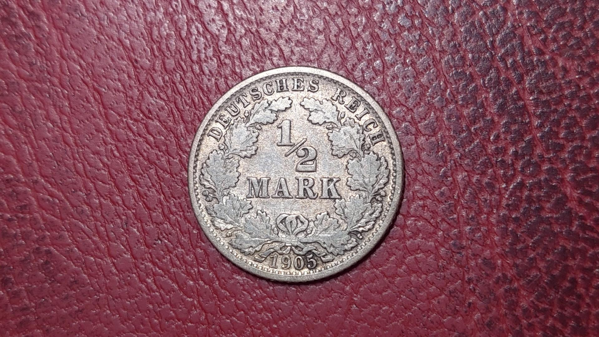 Vokietija ½ markės, 1905J KM# 17 AG 0.900