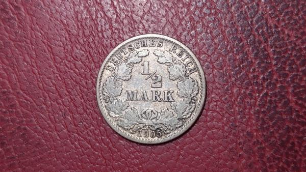 Vokietija ½ markės, 1905J KM# 17 AG 0.900