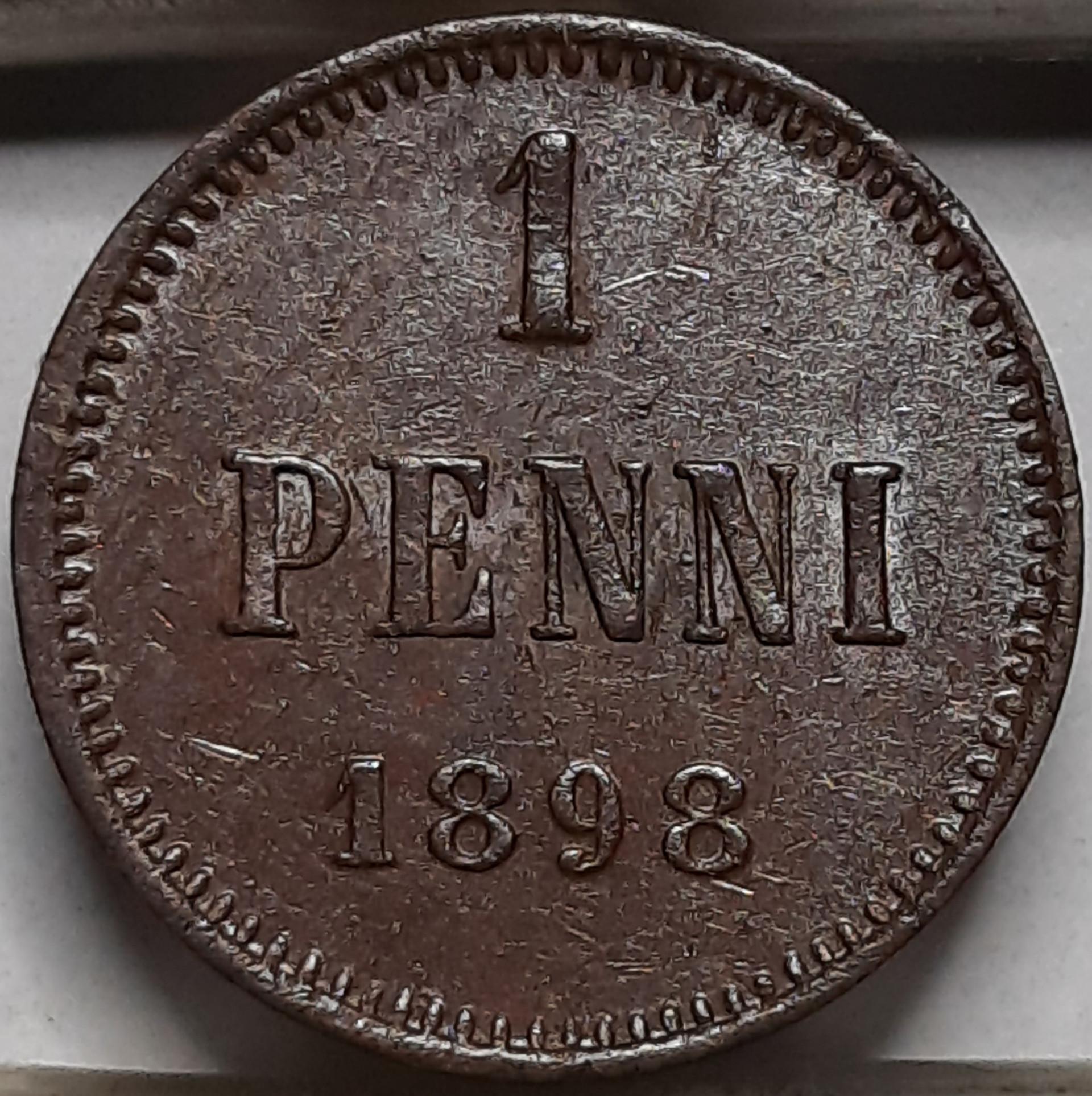 Suomija 1 Pensas 1898 KM#13 Varis (5280)