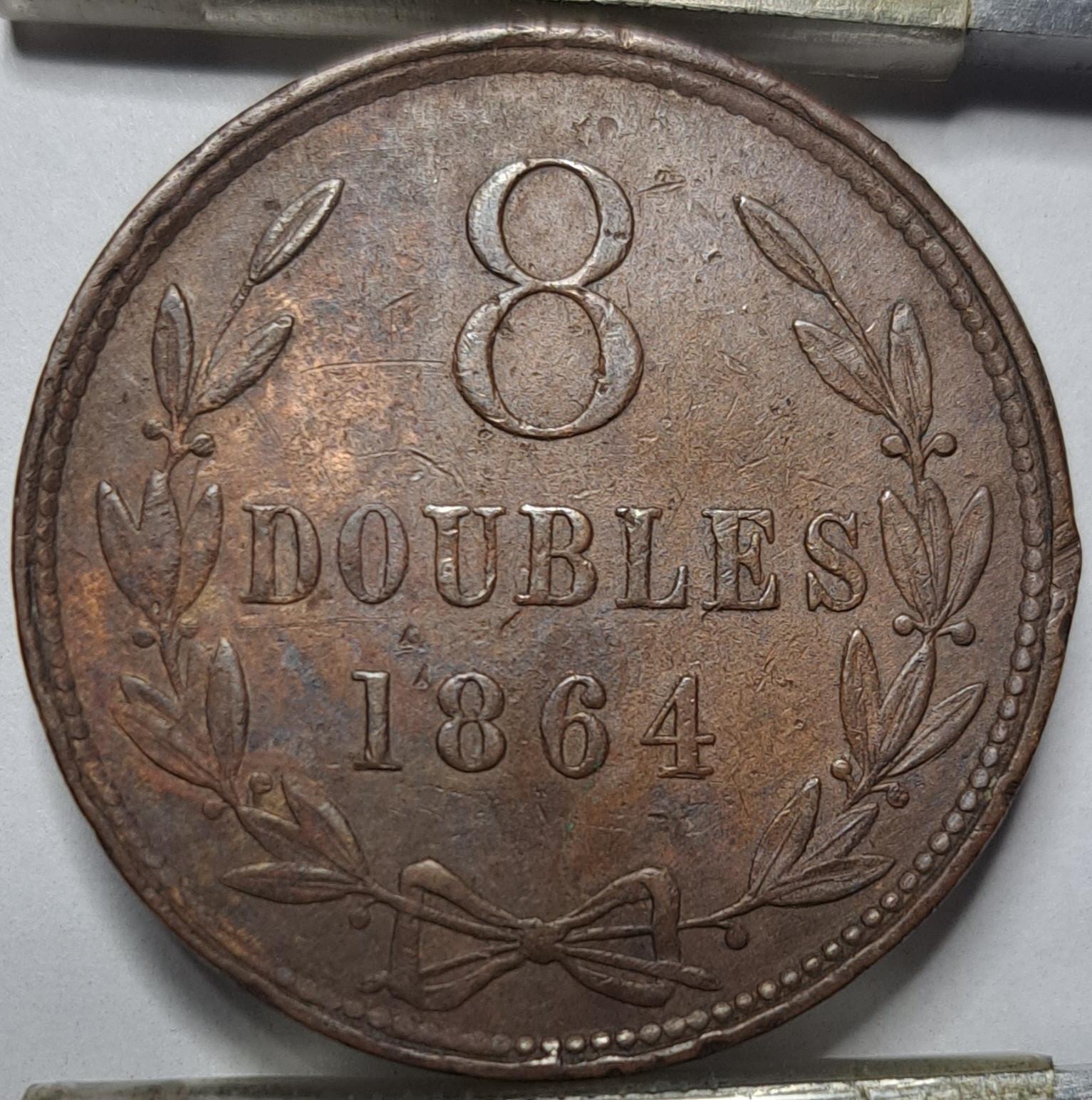 Gernsis 8 Dubliai 1864 KM#7 Bronza (5315)