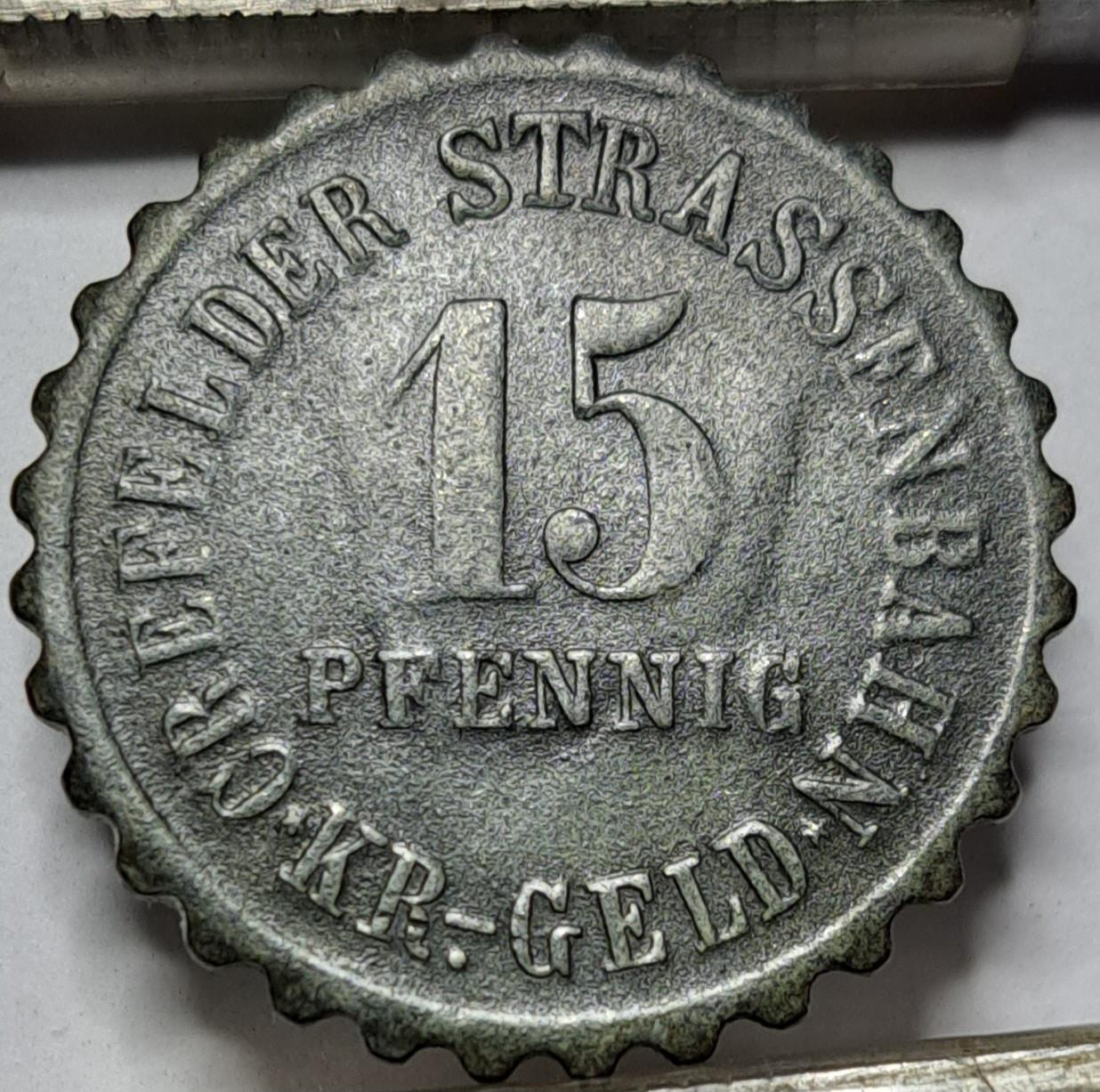 Vokietija 15 Pfenigų 1917 N#18670 su klaida (5330)