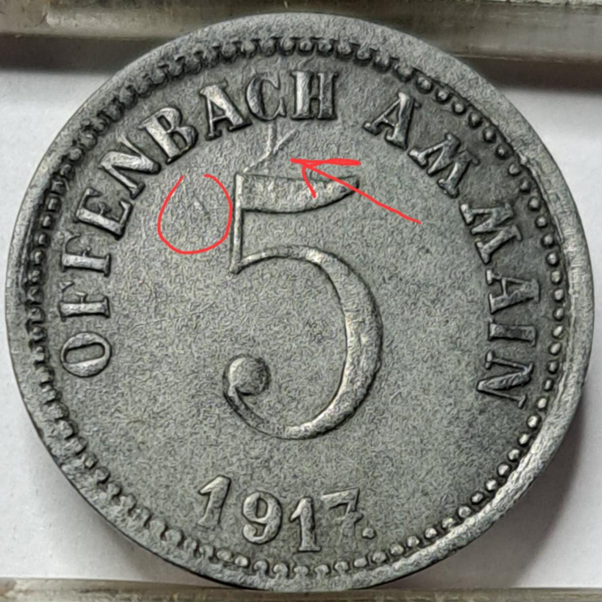 Vokietija 5 pfenigai 1917 N#41450 (5331) 
