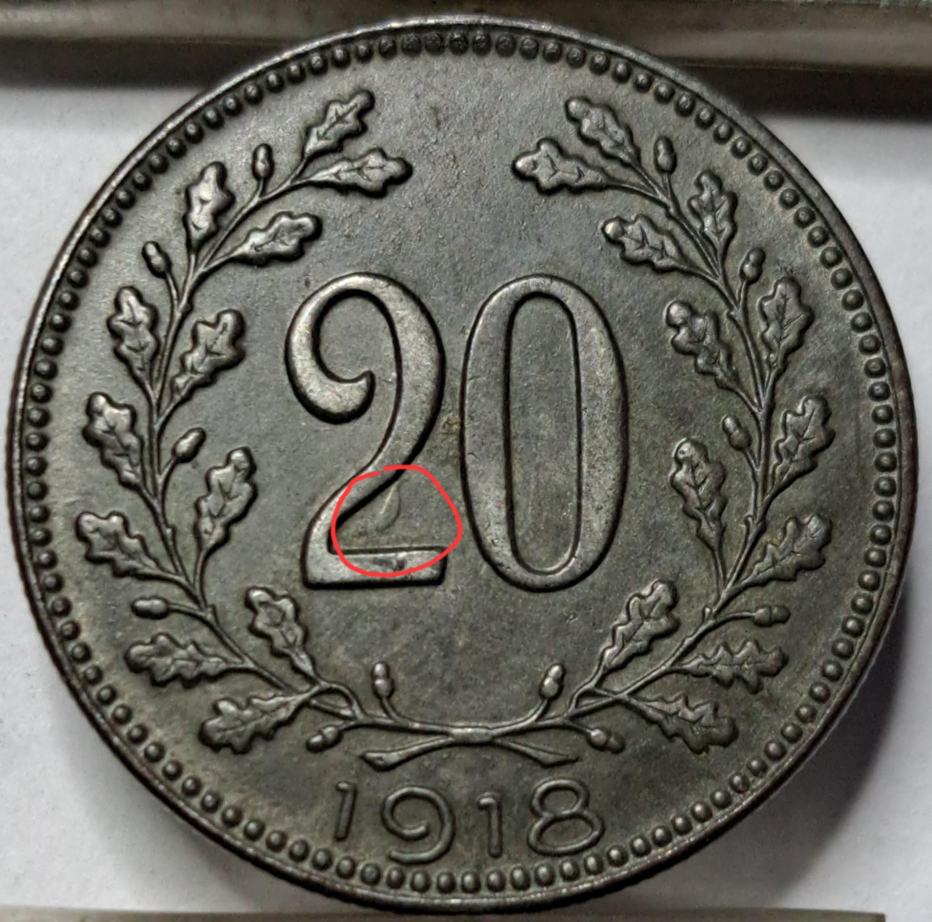 Austrija 20 Helerių 1918 Brokas KM#2826 (5425)