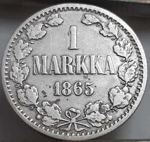 Suomija 1 Markė 1865 KM#3.1 Sidabras (5386) 