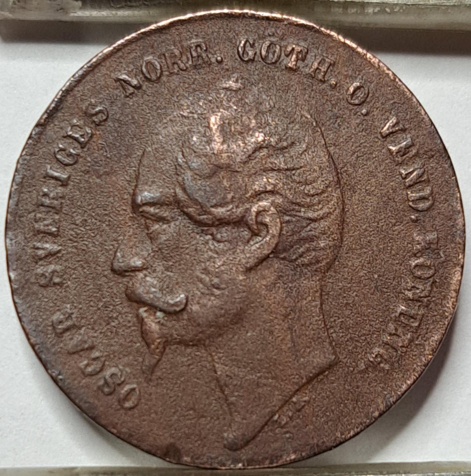 Švedija 2 Erės 1858 KM#688 Bronza (5481) 