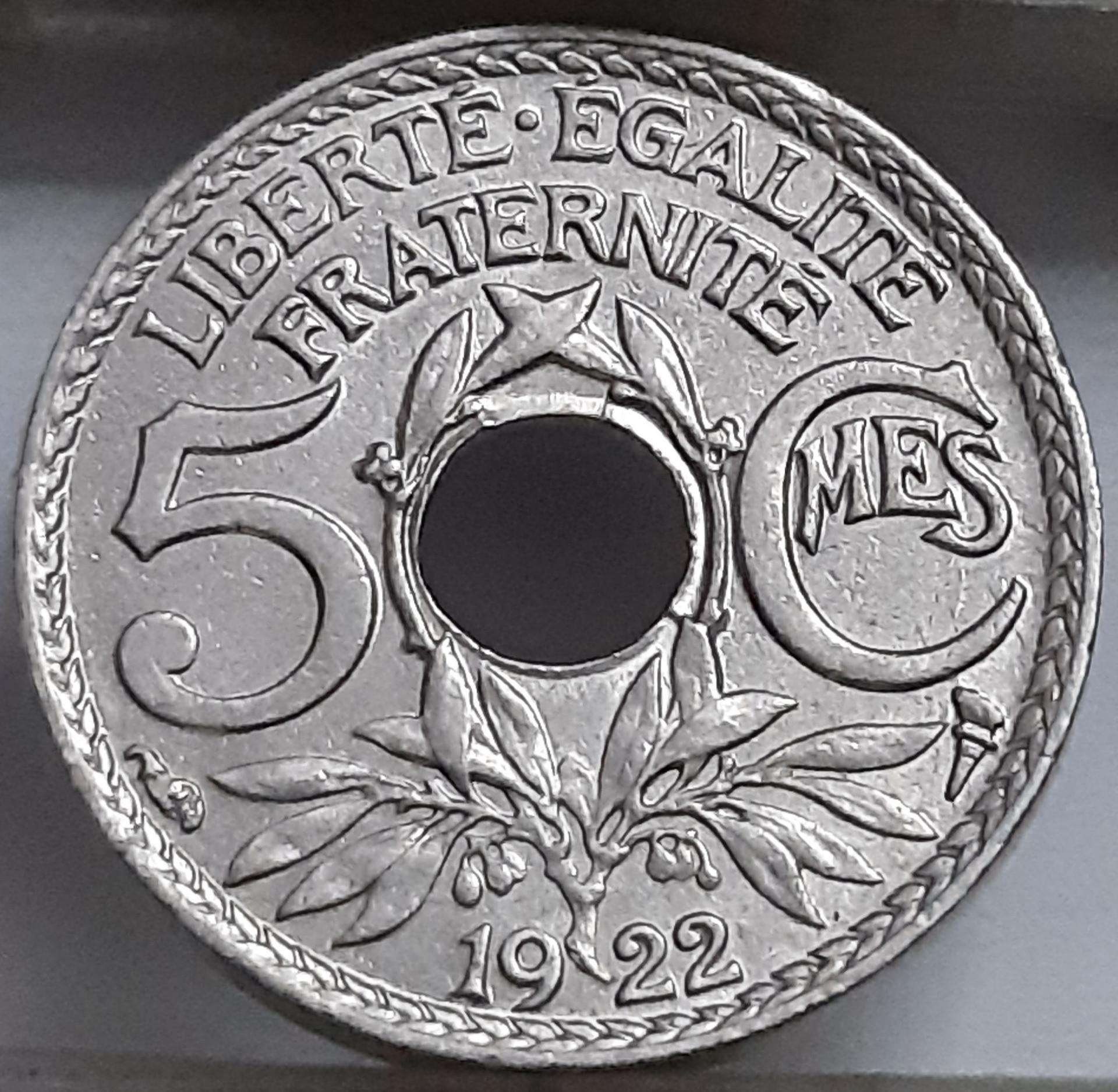 Prancūzija 5 Santimai 1922 C KM#875 (5450)
