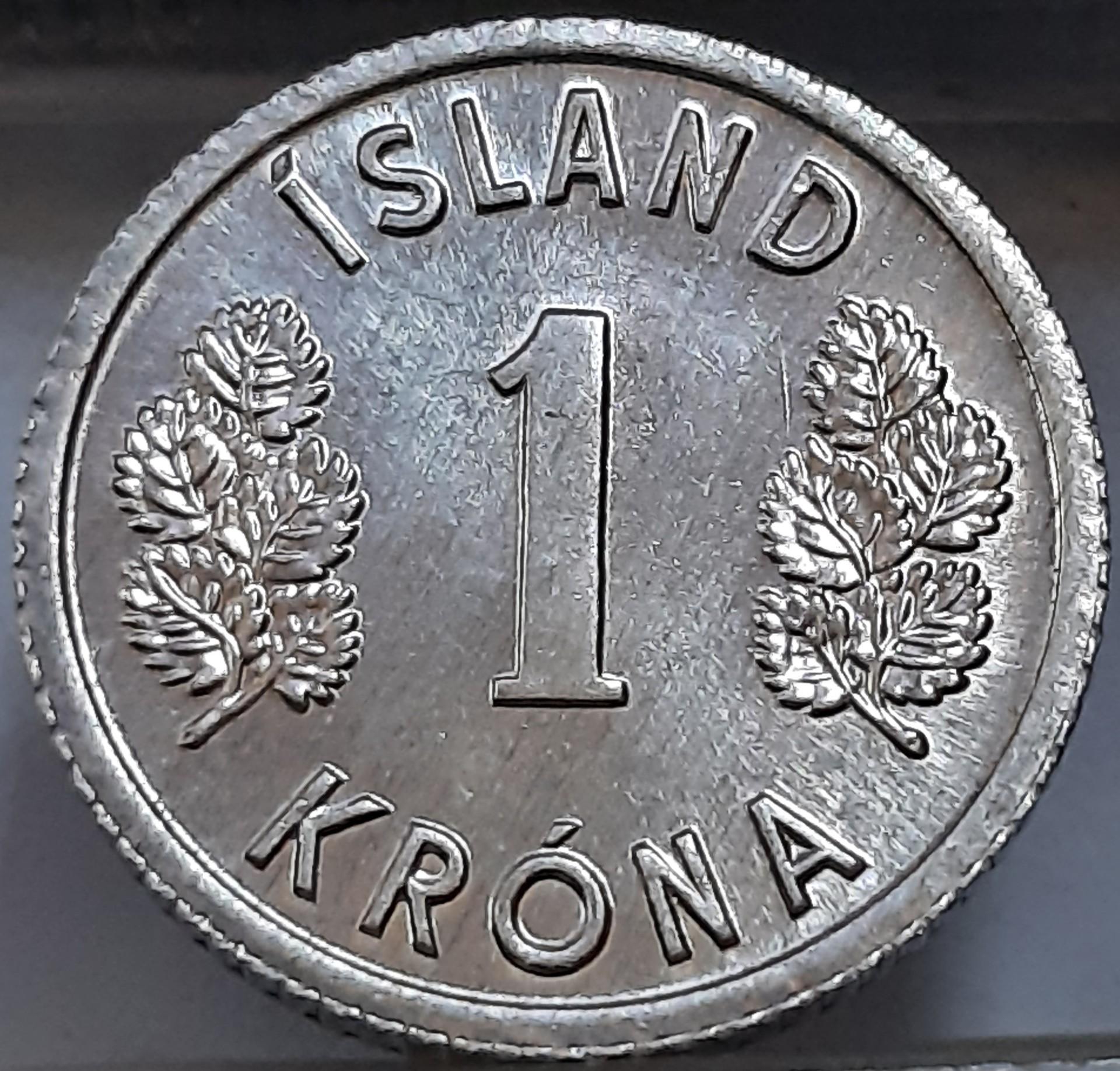 Islandija 1 krona 1976 KM#23 Aliuminis (3574)