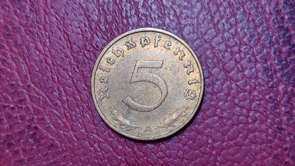 Trečiasis Reichas 5 reichspfenigai, 1939A KM# 91