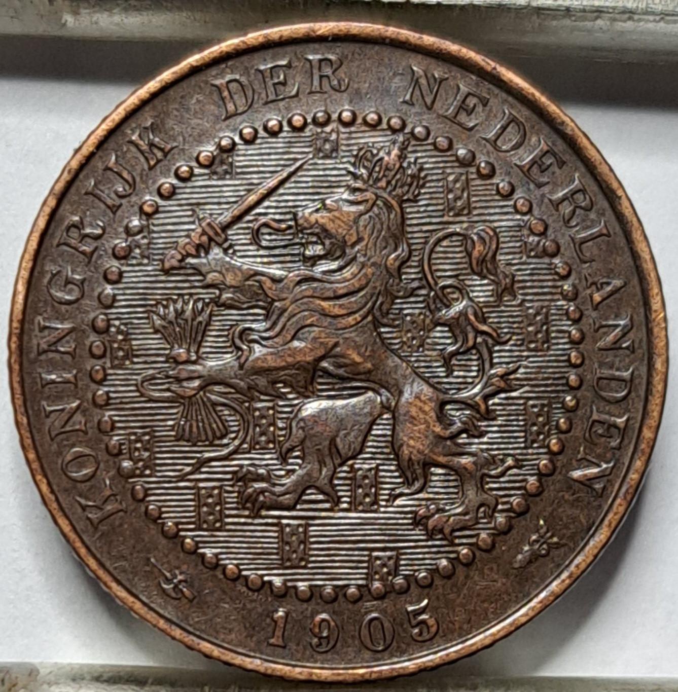 Nyderlandai 1 Centas 1905 KM#132 Bronza (5432)