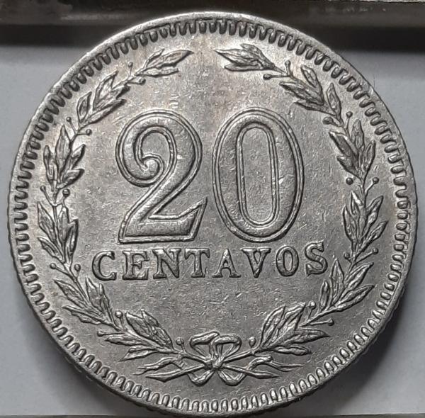 Kupčius aukcionas - Argentina 20 Sentavų 1907 KM#36 (5421) 