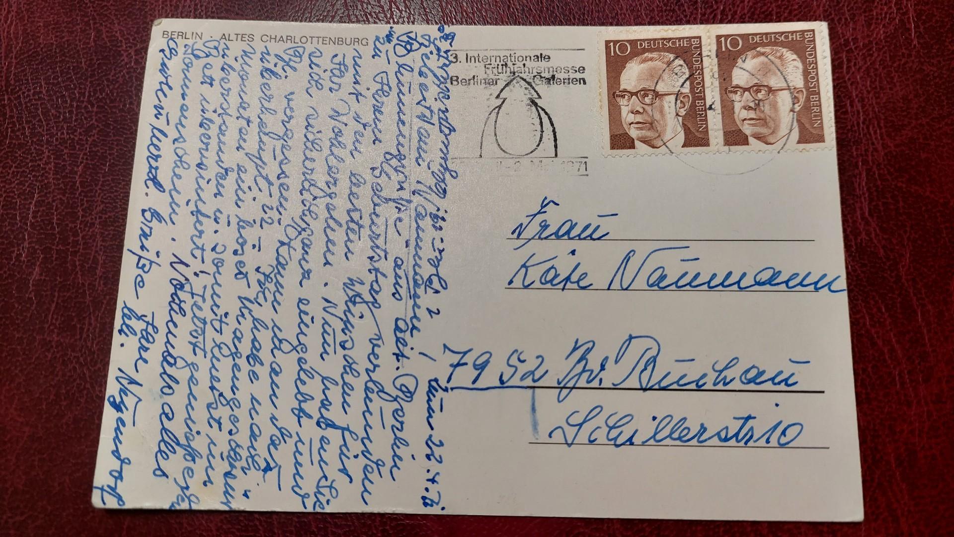 Sena atvirutė su pašto ženklais Altes Charlottenburg