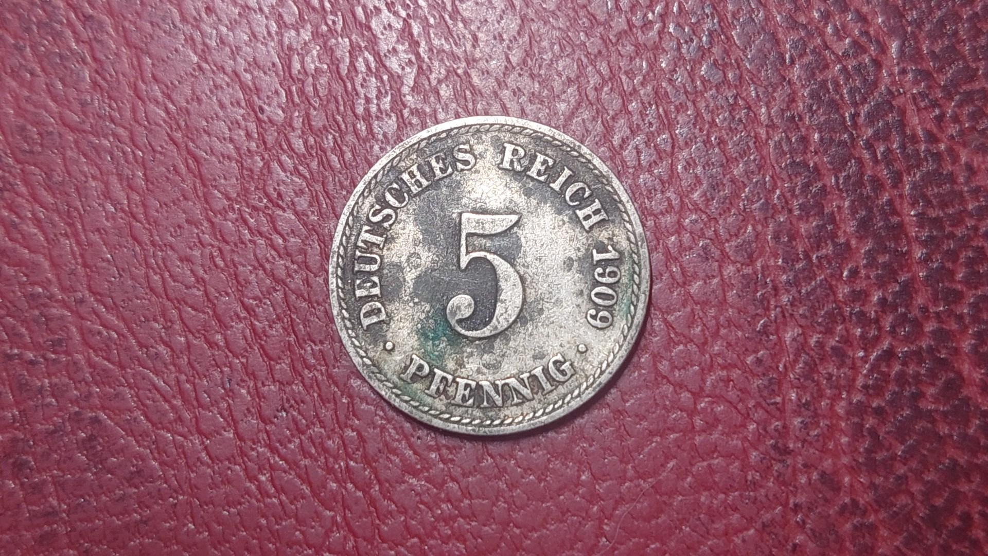 Vokietija 5 pfenigai, 1909A KM# 11