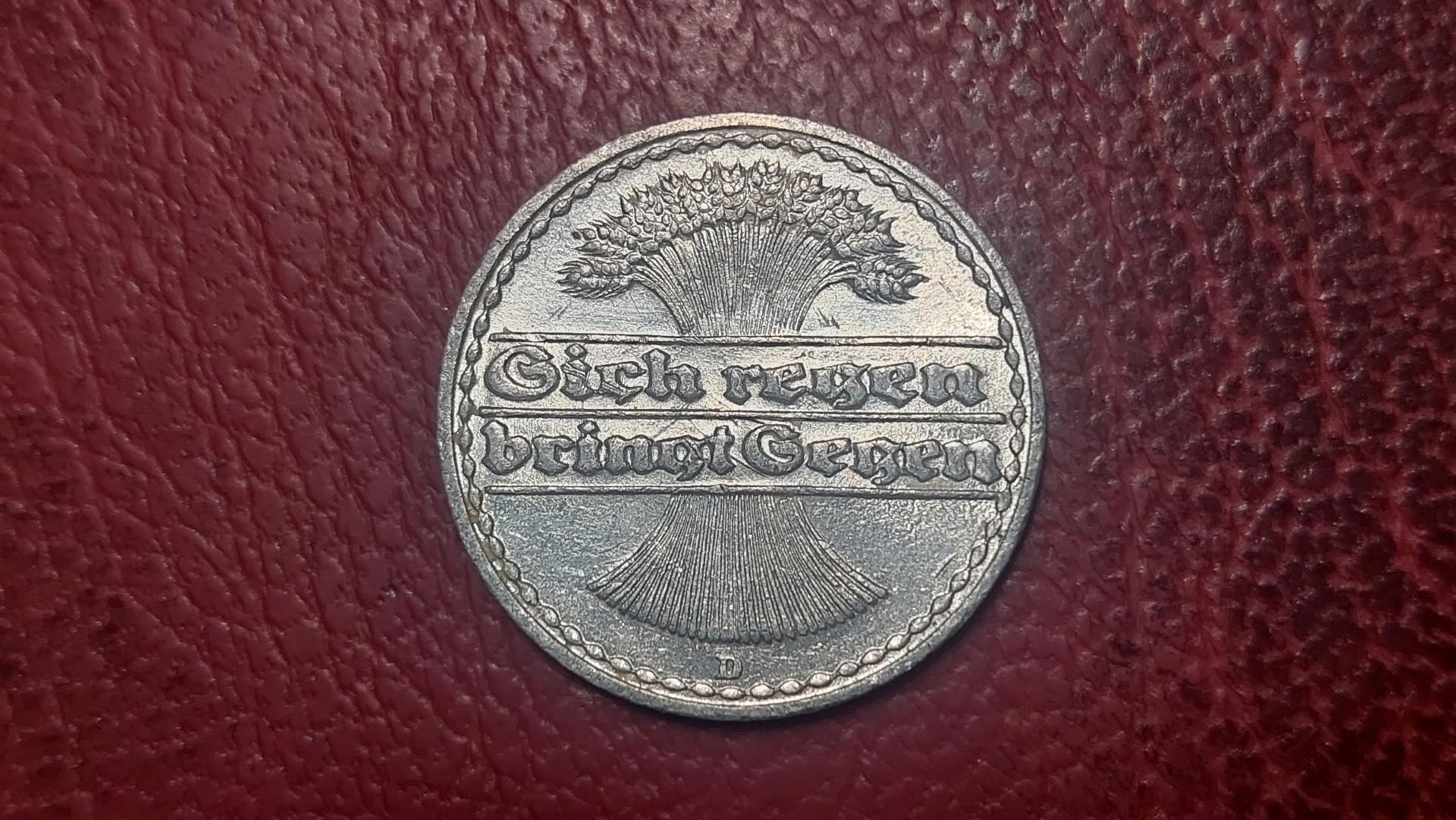 Vokietija 50 pfenigų, 1921D KM# 27