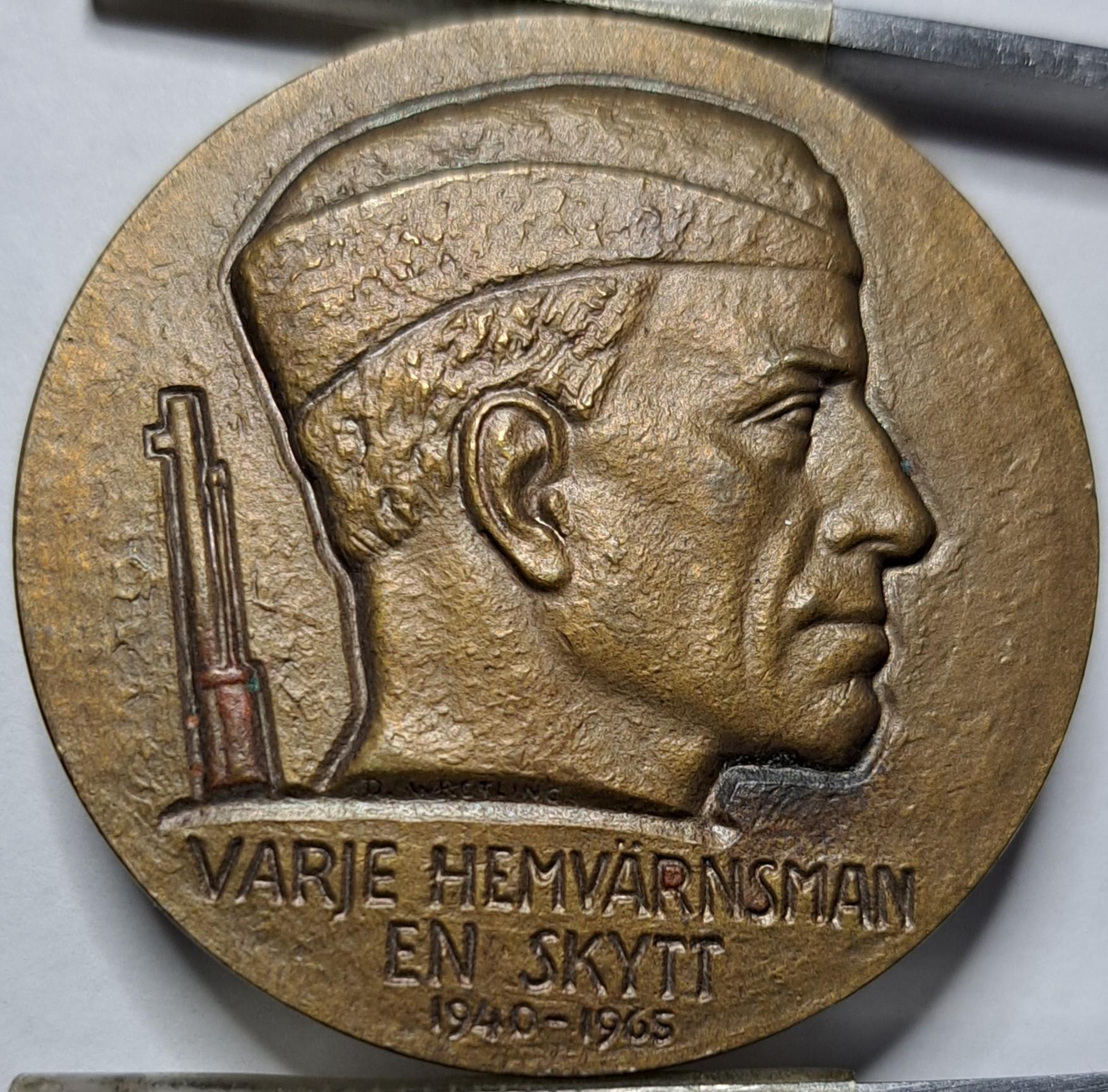 Švedija medalis 1965 kiekvienas namu saugotojas šaulys (5503)
