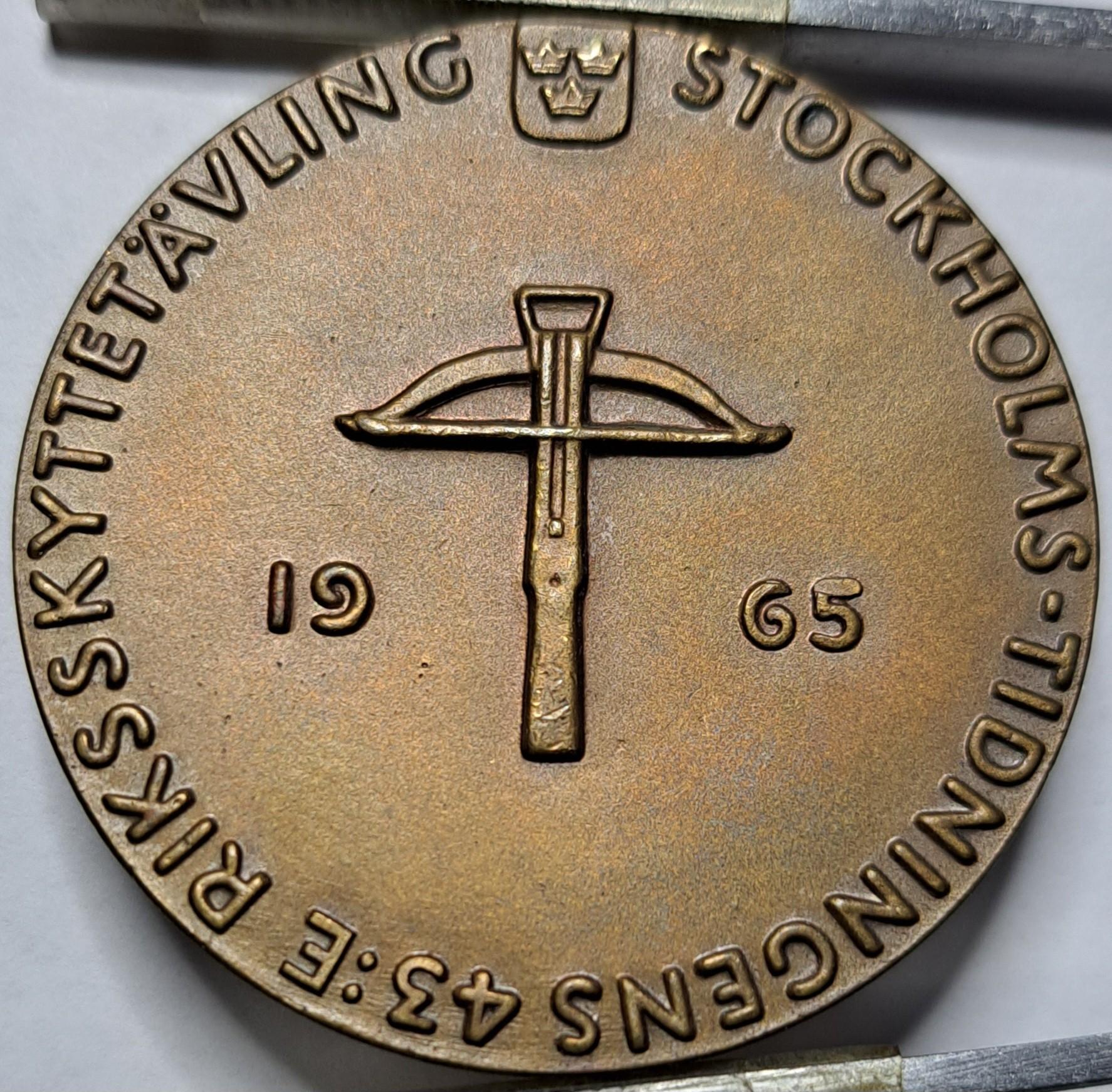 Švedija medalis 1965 kiekvienas namu saugotojas šaulys (5503)
