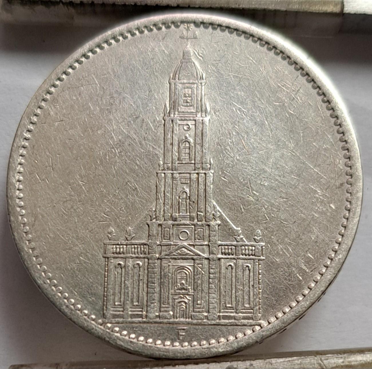 Trečiasis Reichas 5 reichsmarkės 1934 J KM#83 Proginė (5520)