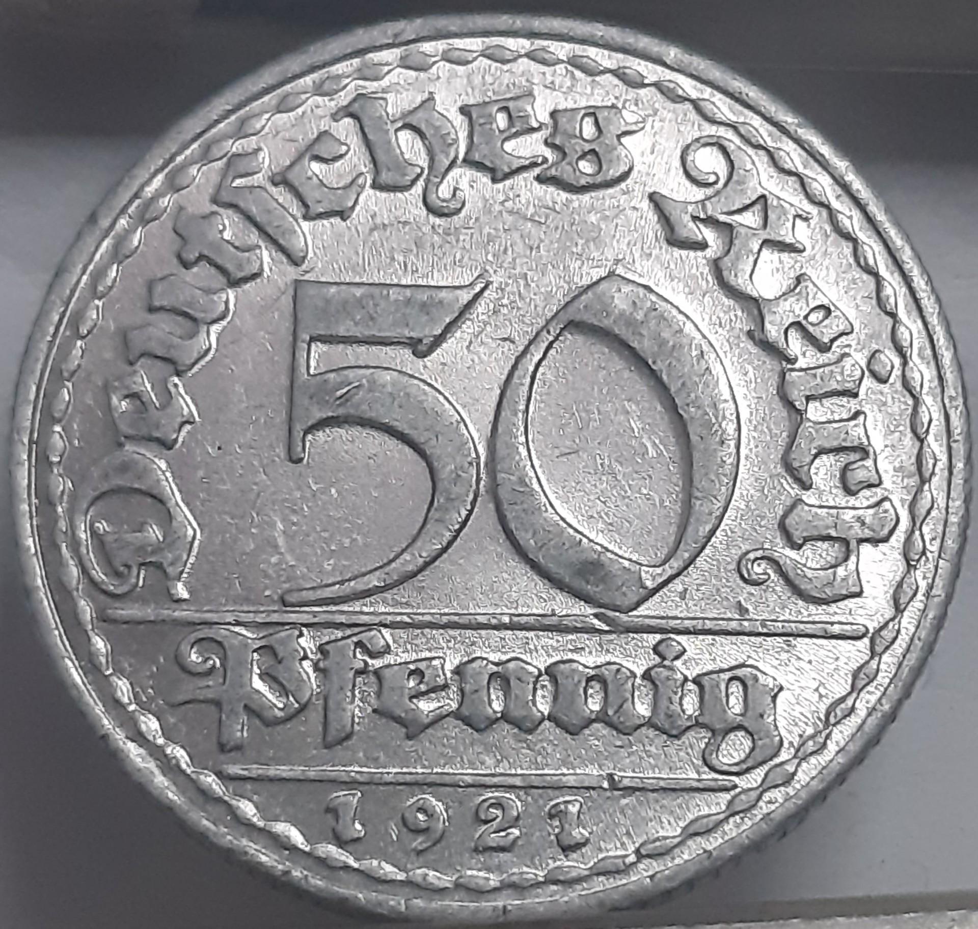 Vokietija 50 pfenigų 1921 D KM#27 (5522)