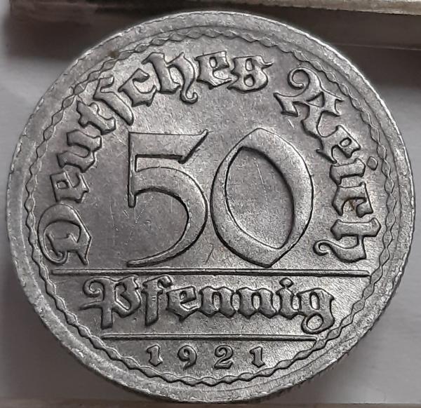 Vokietija 50 pfenigų 1921 F KM#27 (5525)