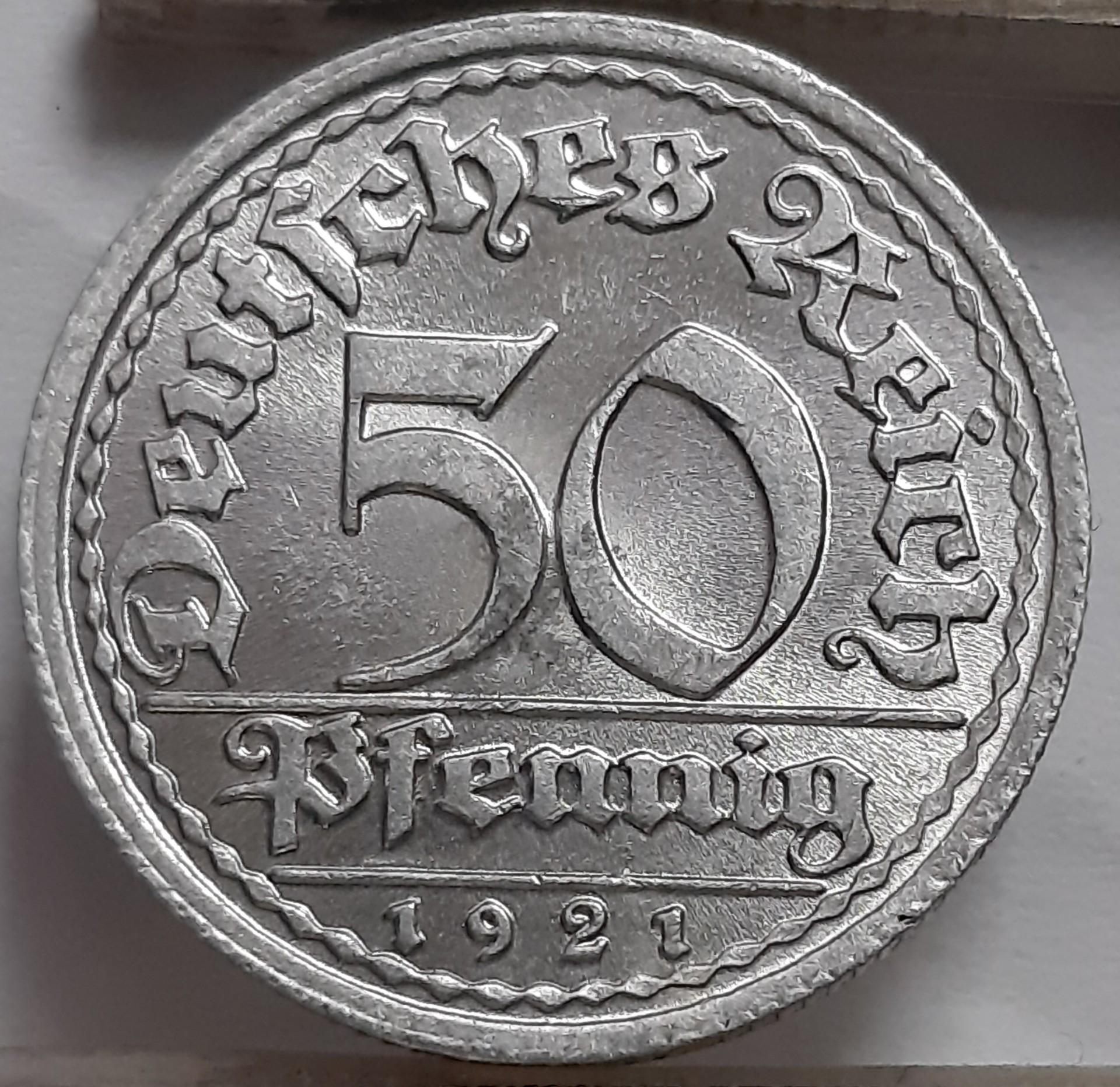 Vokietija 50 pfenigų 1921 J KM#27 (5526)