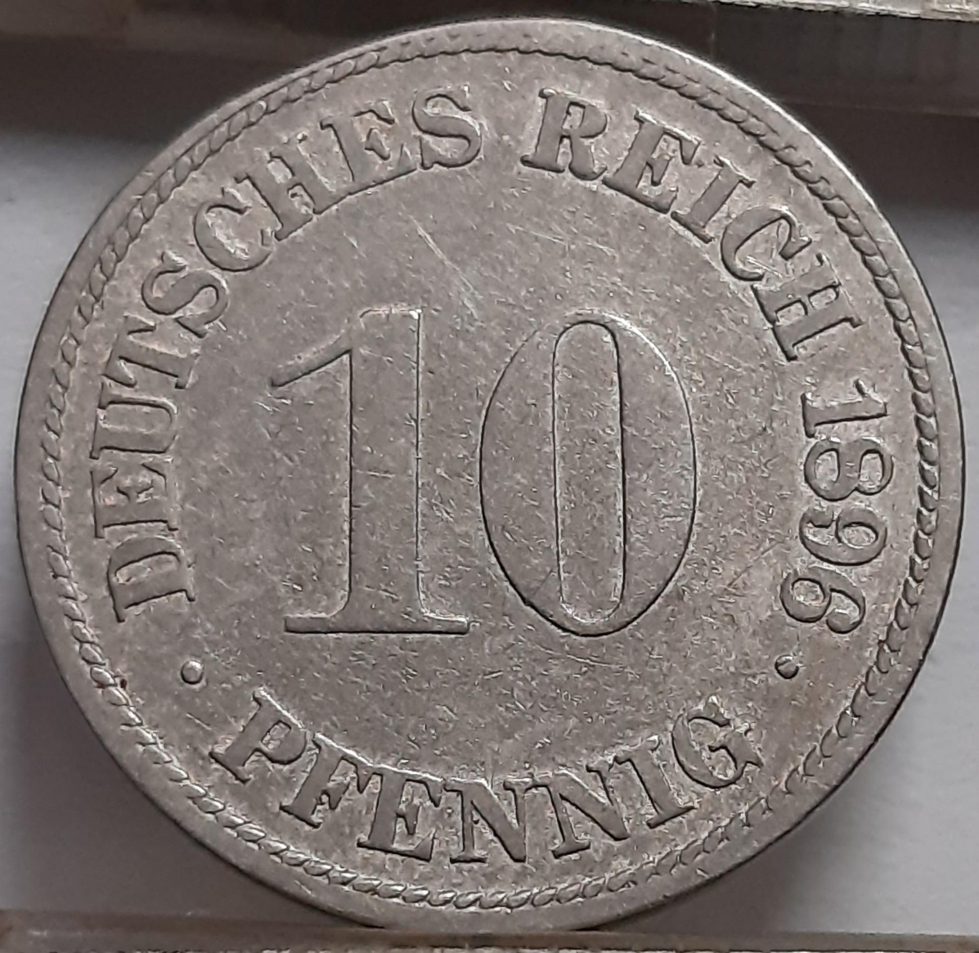 Vokietija 10 pfenigų 1896 F KM#12 (5527)