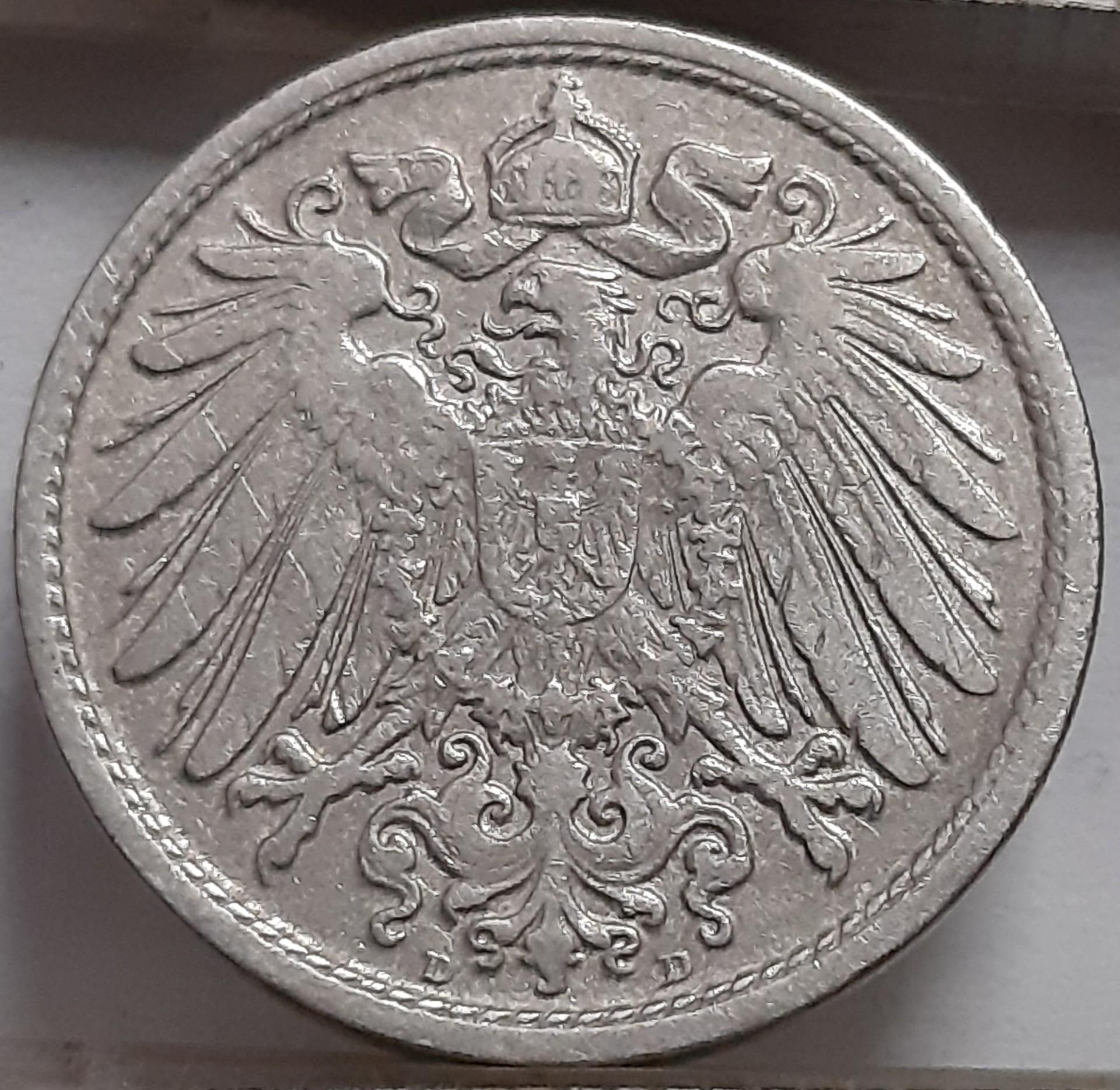 Vokietija 10 pfenigų 1896 D KM#12 (5530)