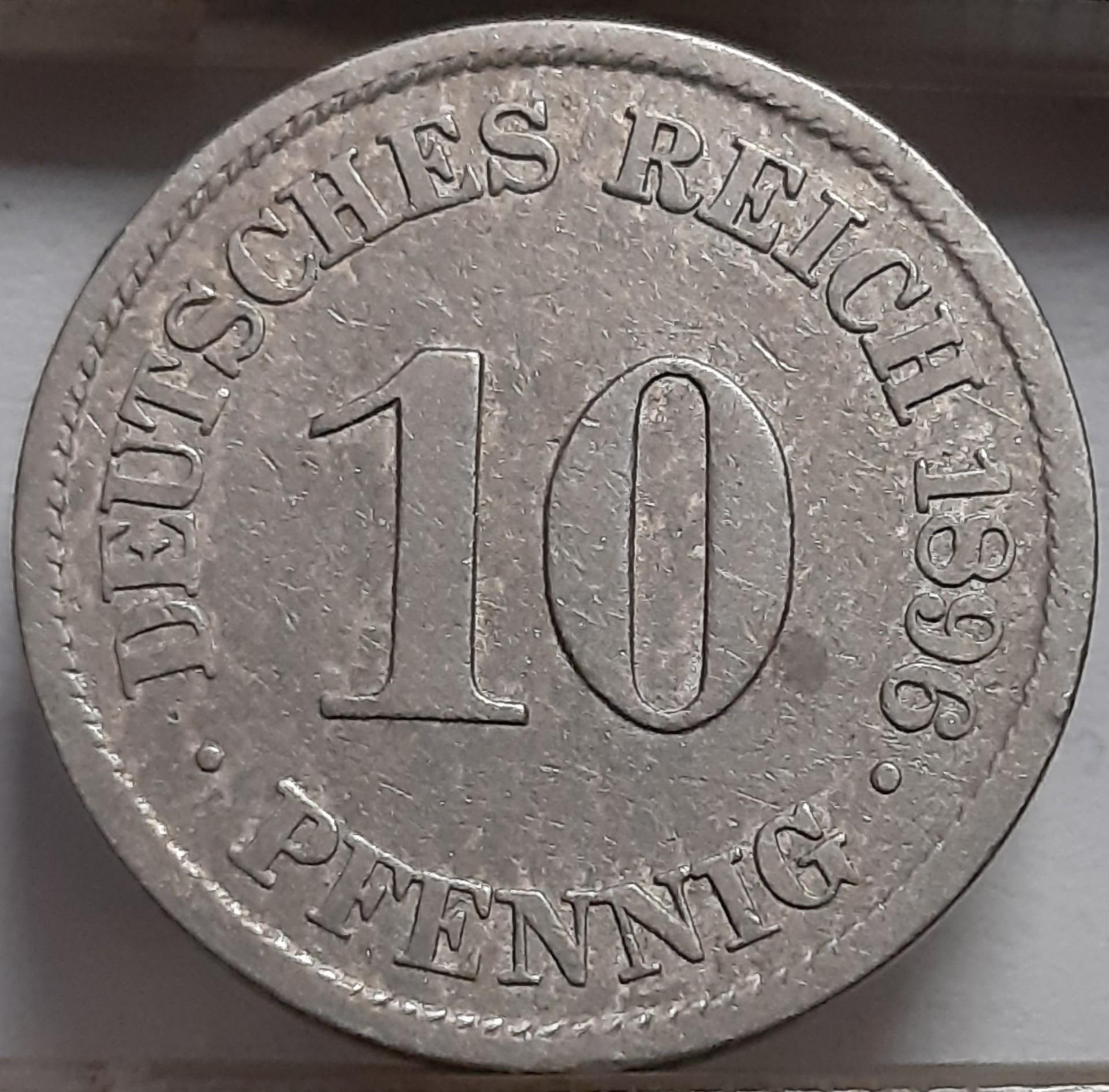 Vokietija 10 pfenigų 1896 A KM#12 (5529)