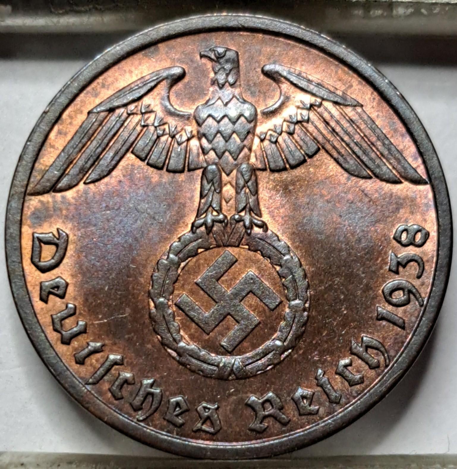 Vokietija 1 Reichspfenigas 1938 A KM#89 (5538)