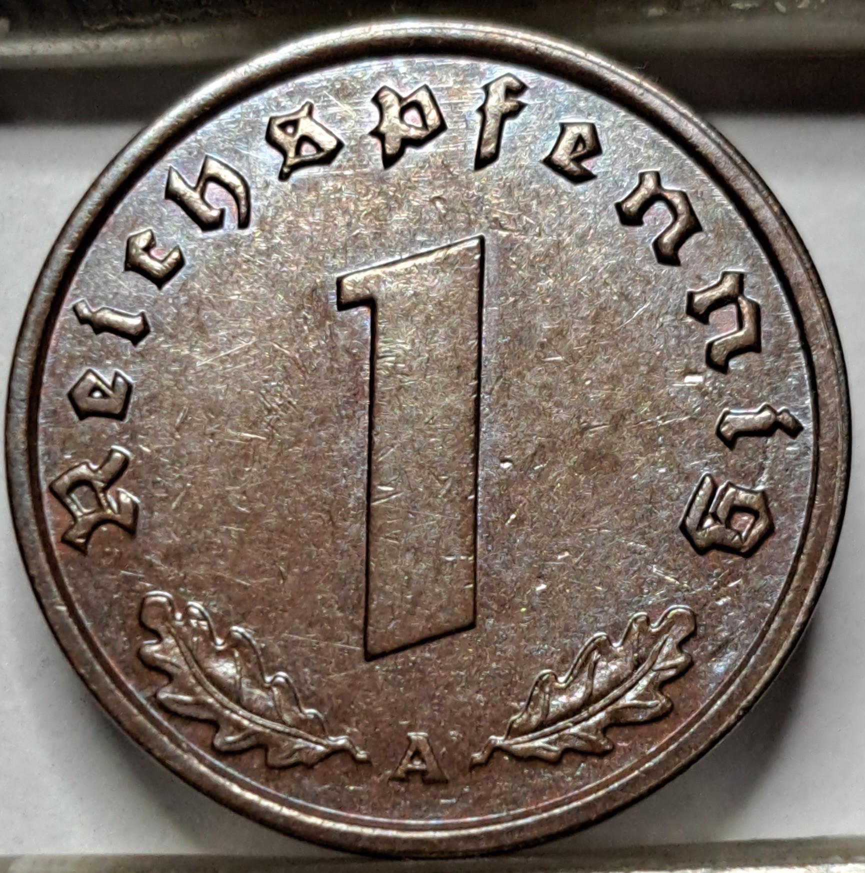 Vokietija 1 Reichspfenigas 1940 A KM#89 (5541)