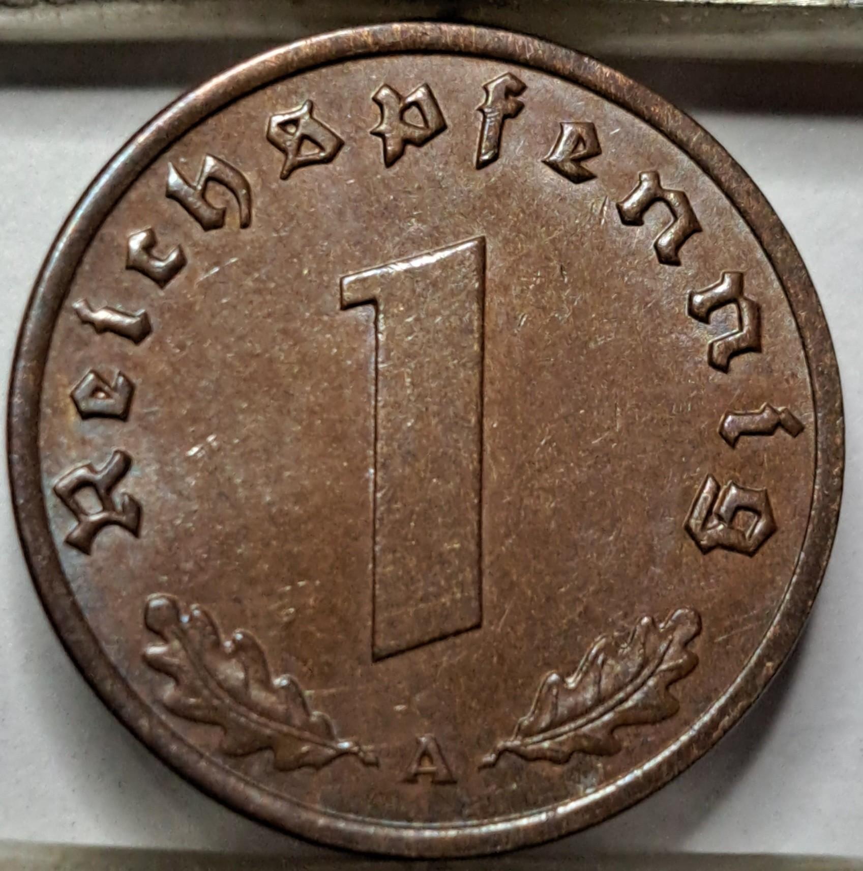 Vokietija 1 Reichspfenigas 1939 A KM#89 (5542)