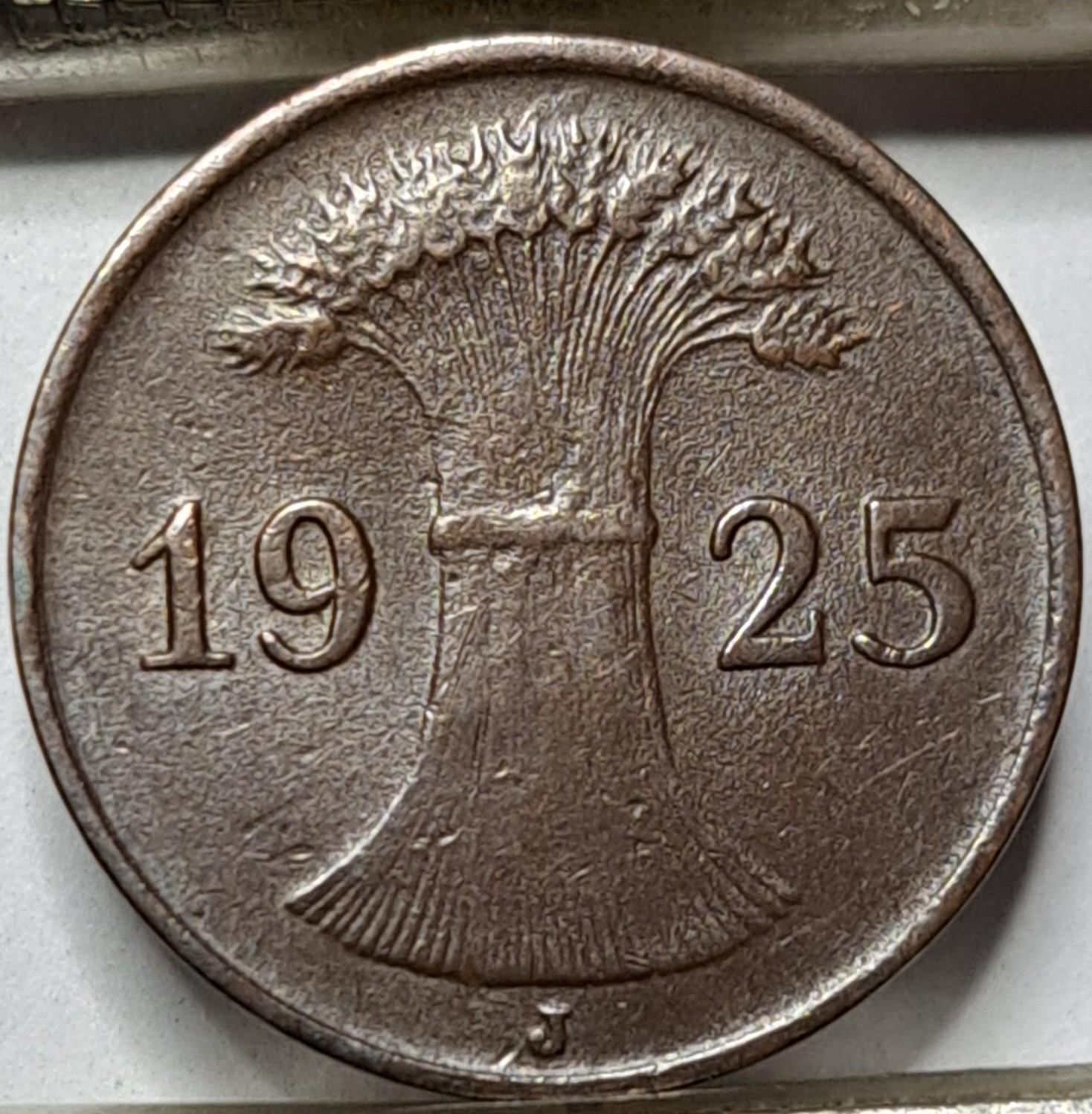 Vokietija 1 Reichspfenigas 1925 J KM#37 (5543)