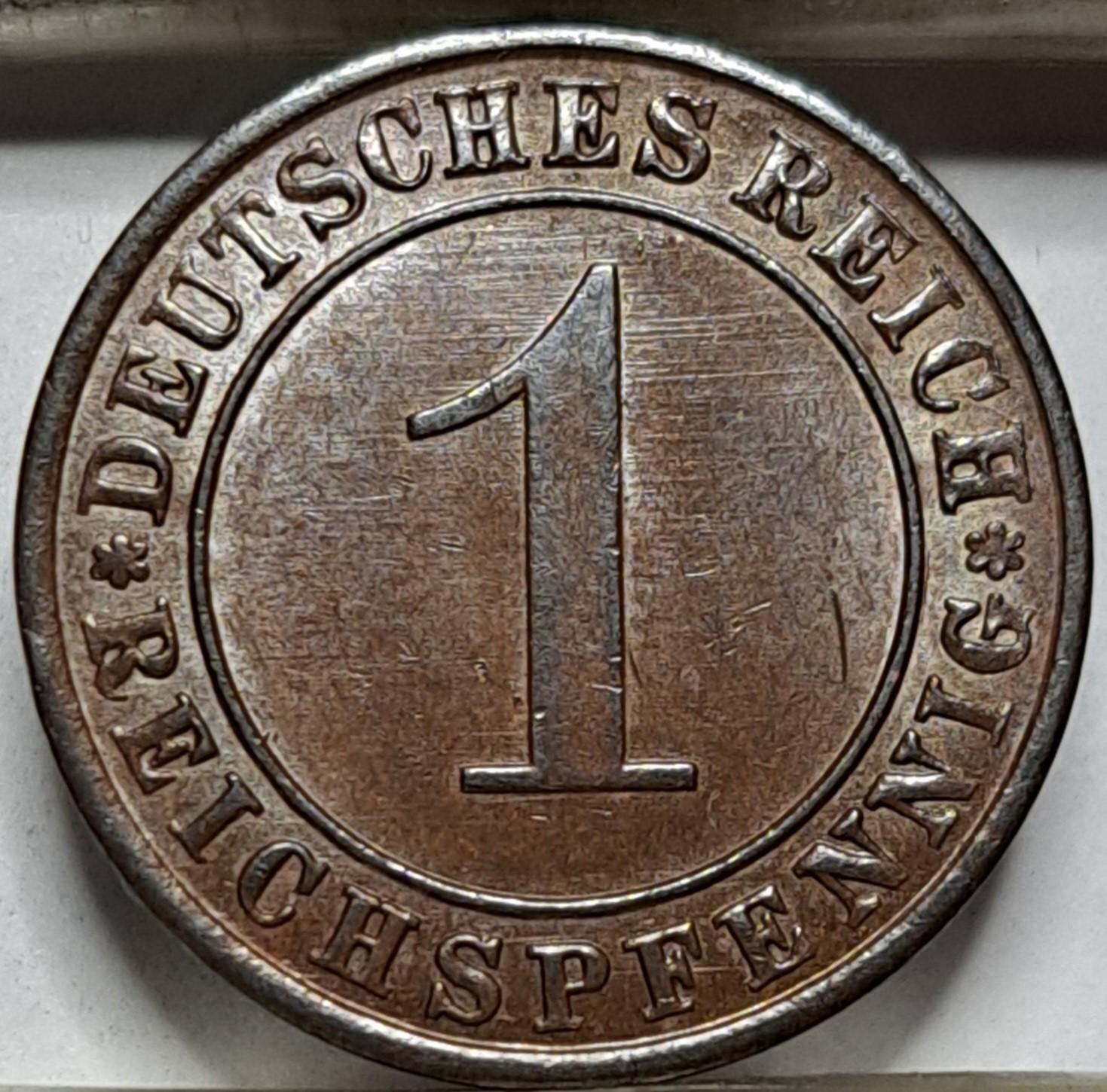 Vokietija 1 Reichspfenigas 1924 J KM#37 (5544)