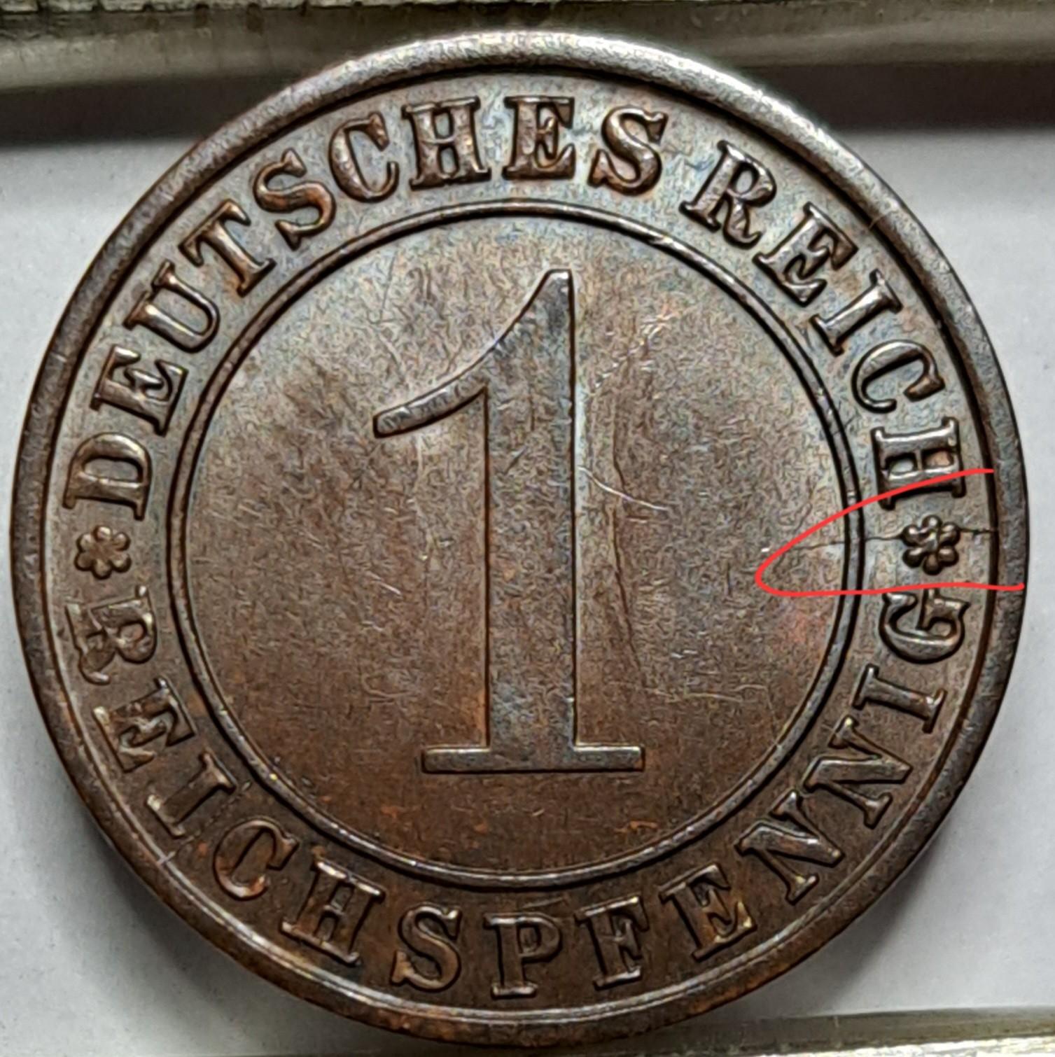 Vokietija 1 Reichspfenigas 1924 J KM#37 (5545)