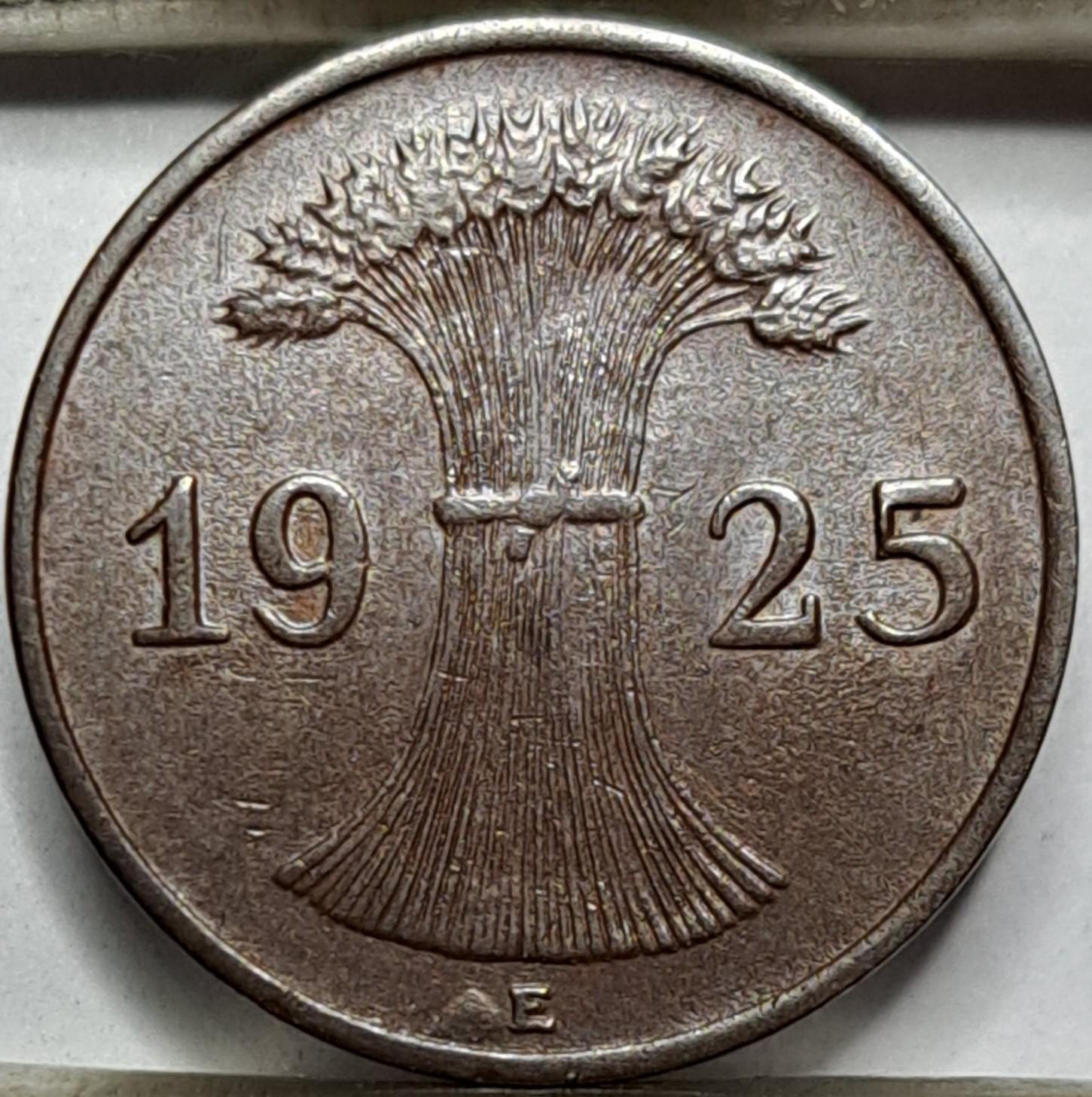 Vokietija 1 Reichspfenigas 1925 E KM#37 (5546)