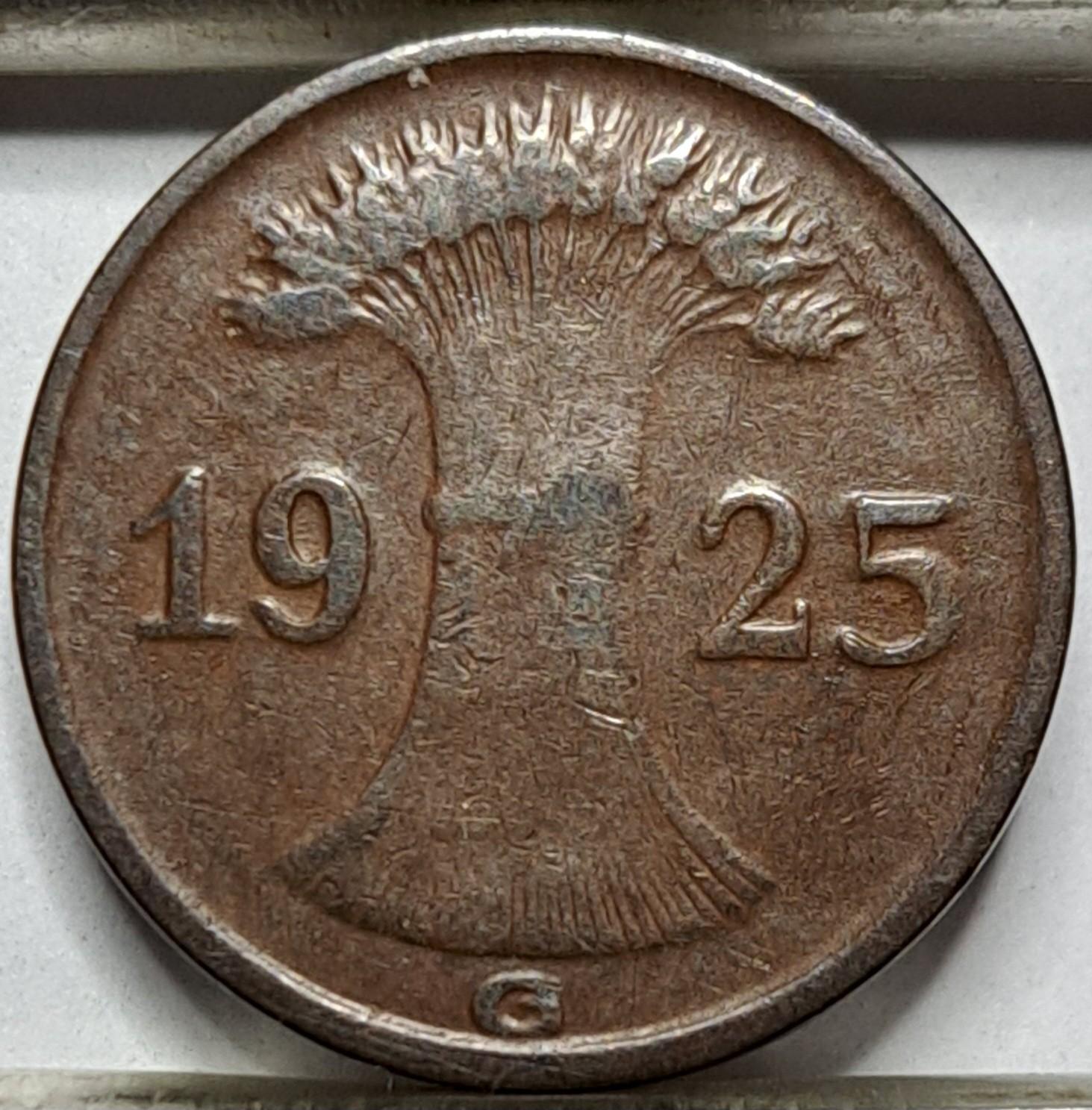 Vokietija 1 Reichspfenigas 1925 G KM#37 (5550)