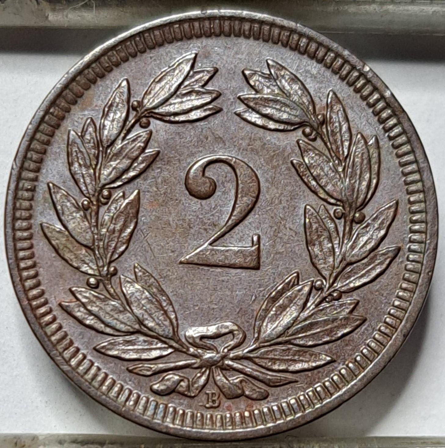 Šveicarija 2 rapenai 1900 KM#4 (5555)