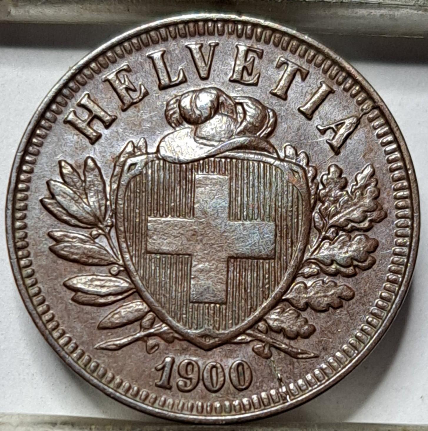 Šveicarija 2 rapenai 1900 KM#4 (5555)