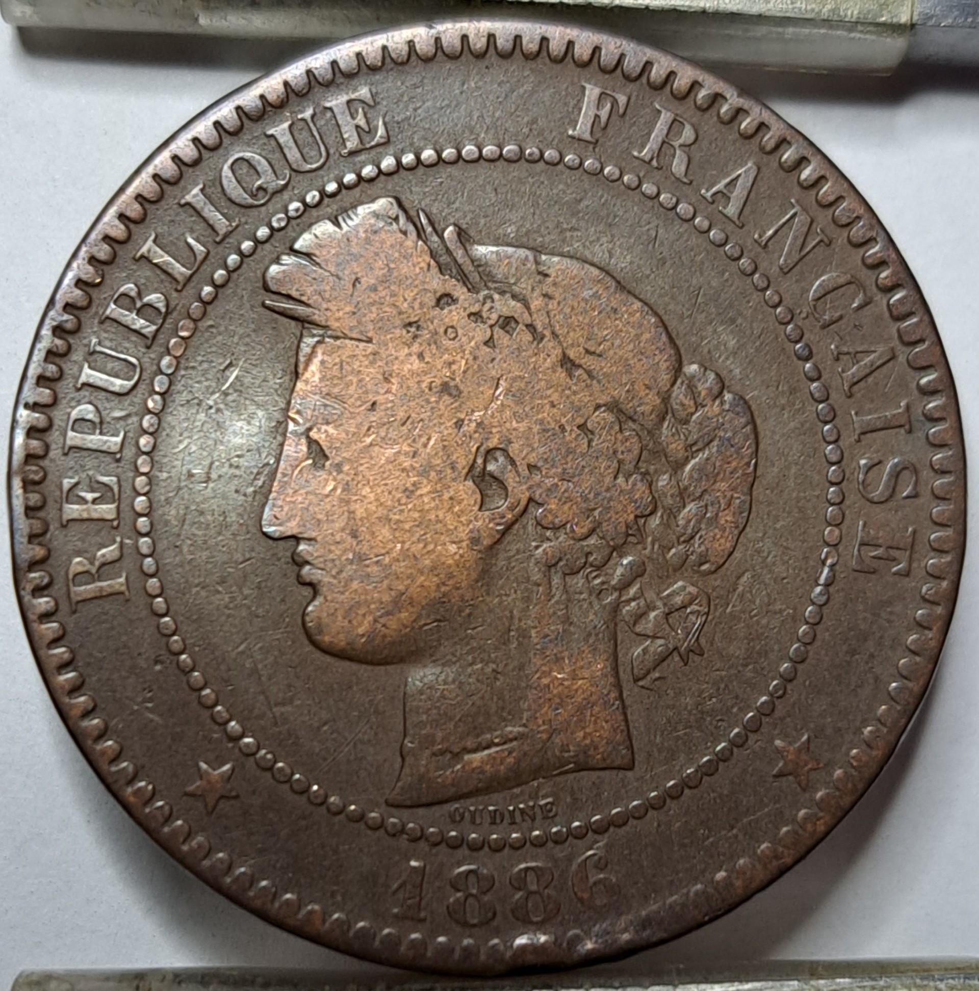 Prancūzija 10 santimų 1886 KM#815 (5565)