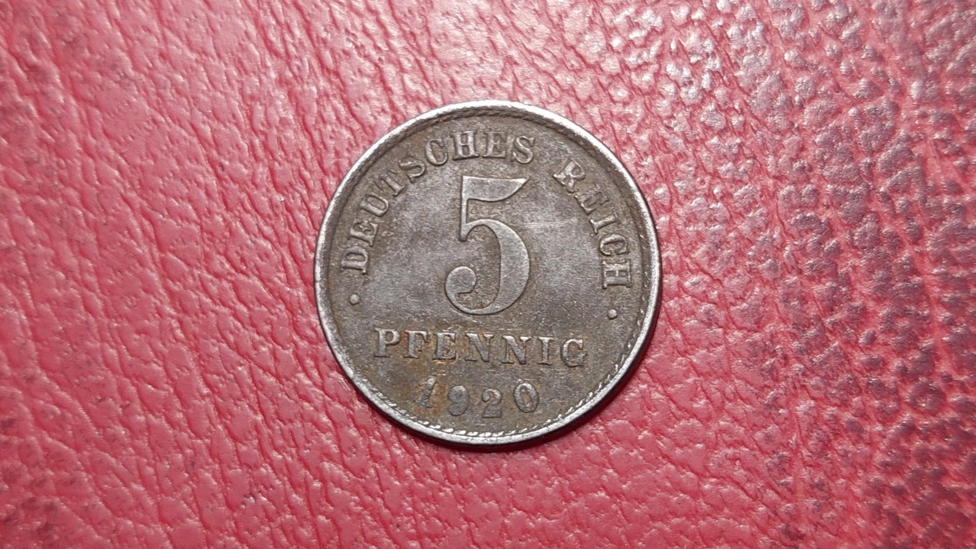Vokietija 5 pfenigai, 1920J KM# 19