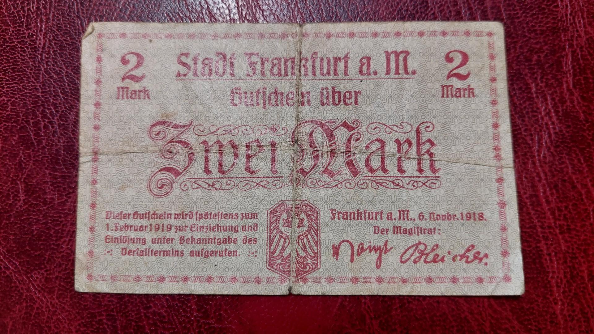 2 Mark 1918.11.06 Frankfurt am Main Notgeld