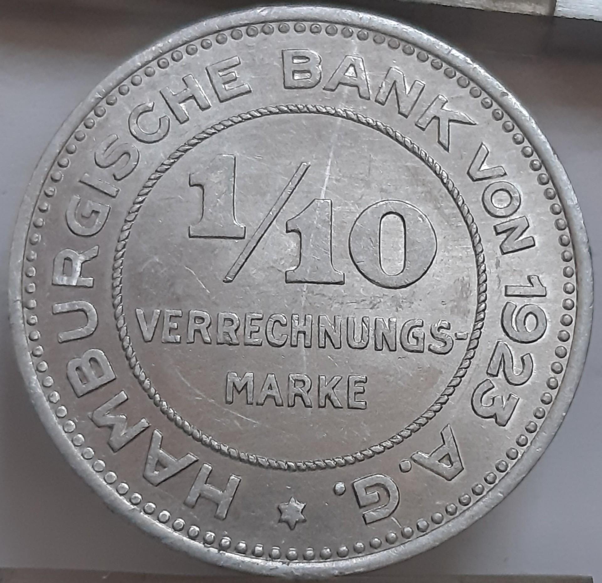 Vokietija 1/10 Verrechnungsmark 1923 N#65341 (5863)