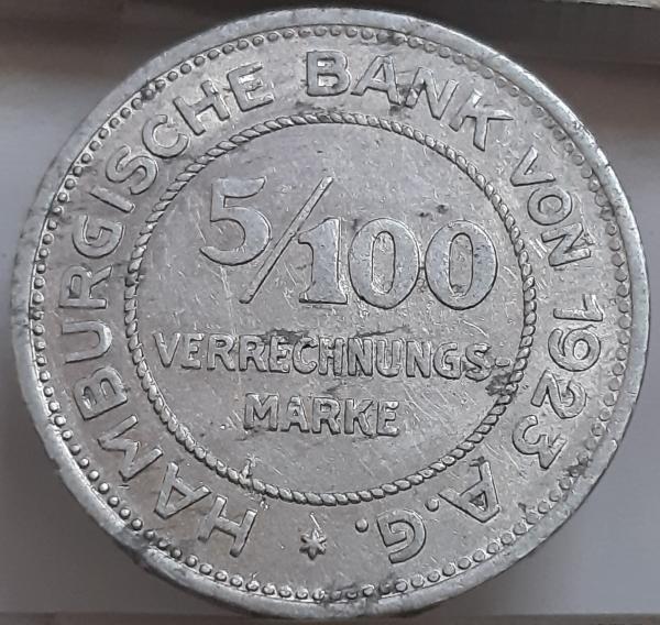 Vokietija 5/100 Verrechungsmarkė 1923 N#65340 (5865)