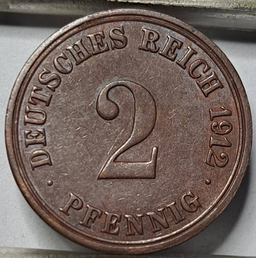 Vokietija 2 Pfenigai 1912 A KM#16 Varis (5867)