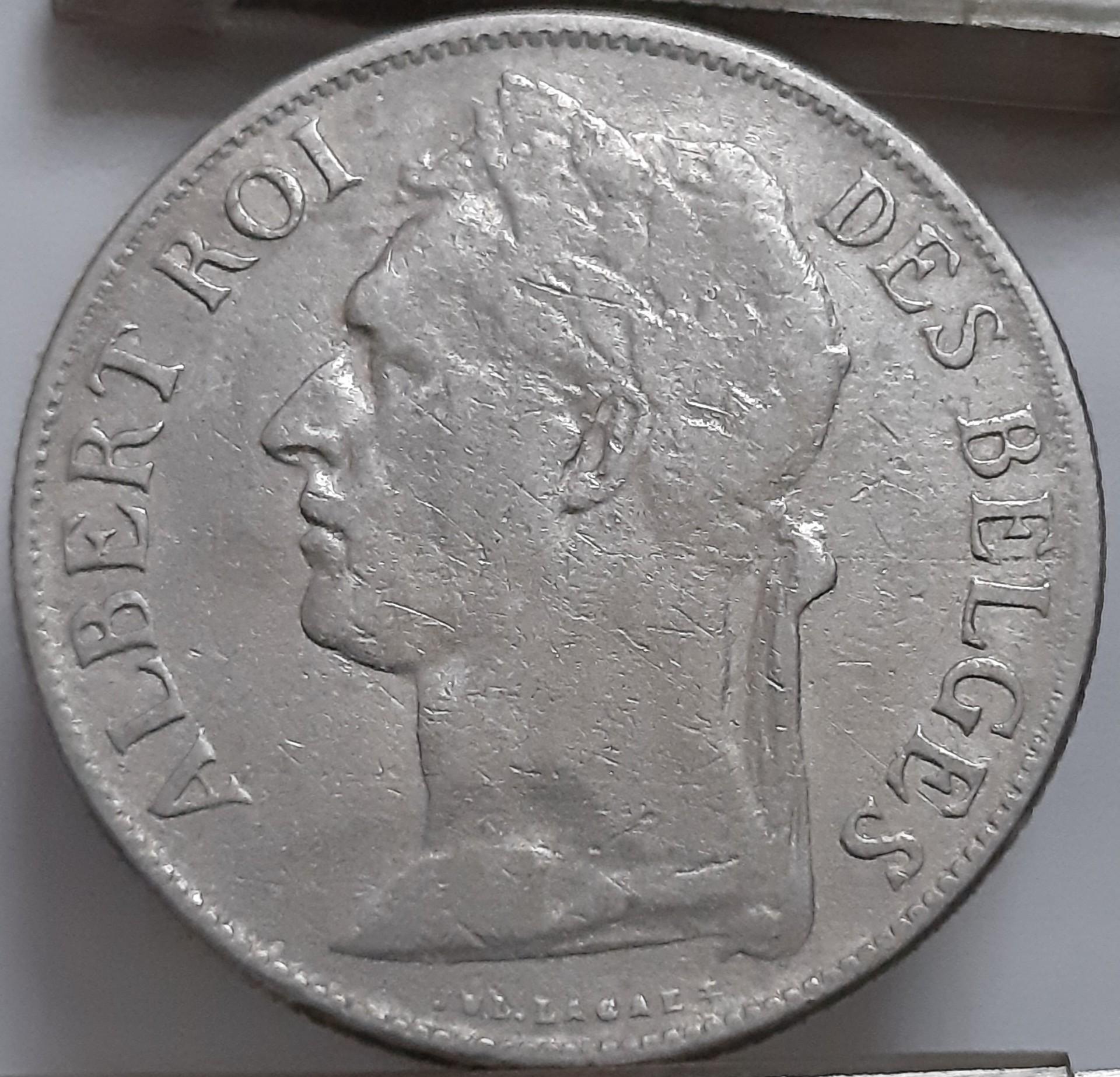 Belgijos Kongas 1 Frankas 1922 DES KM#20 (5881)